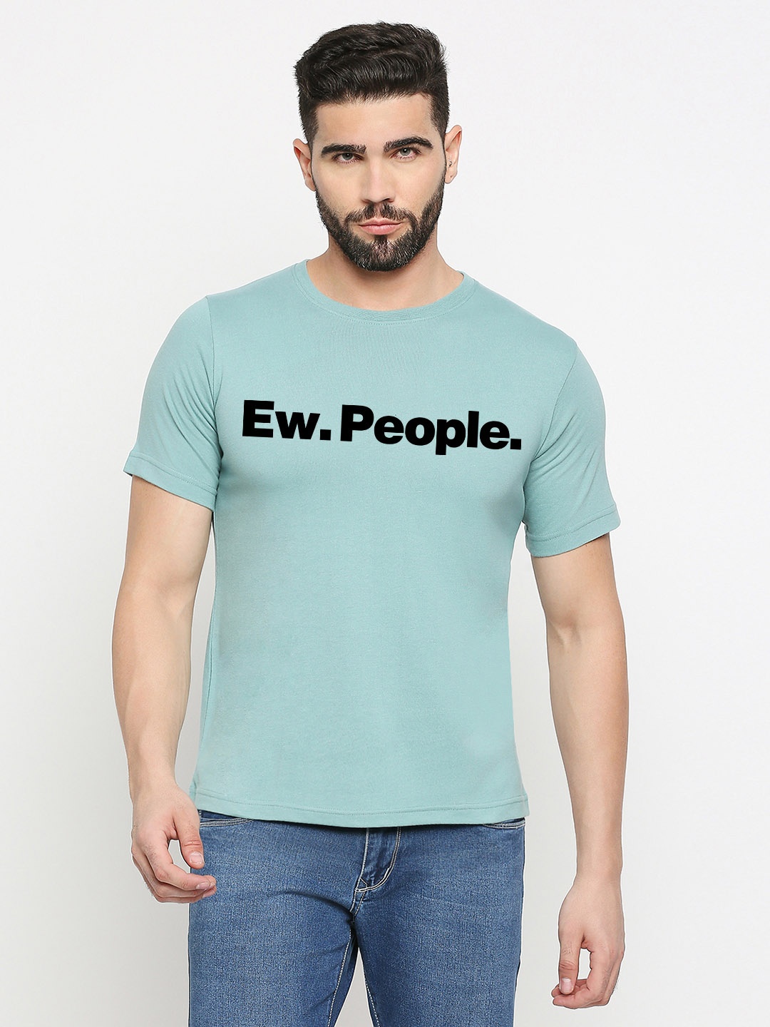 

MOD ECRU Typography Printed Cotton T-shirt, Green