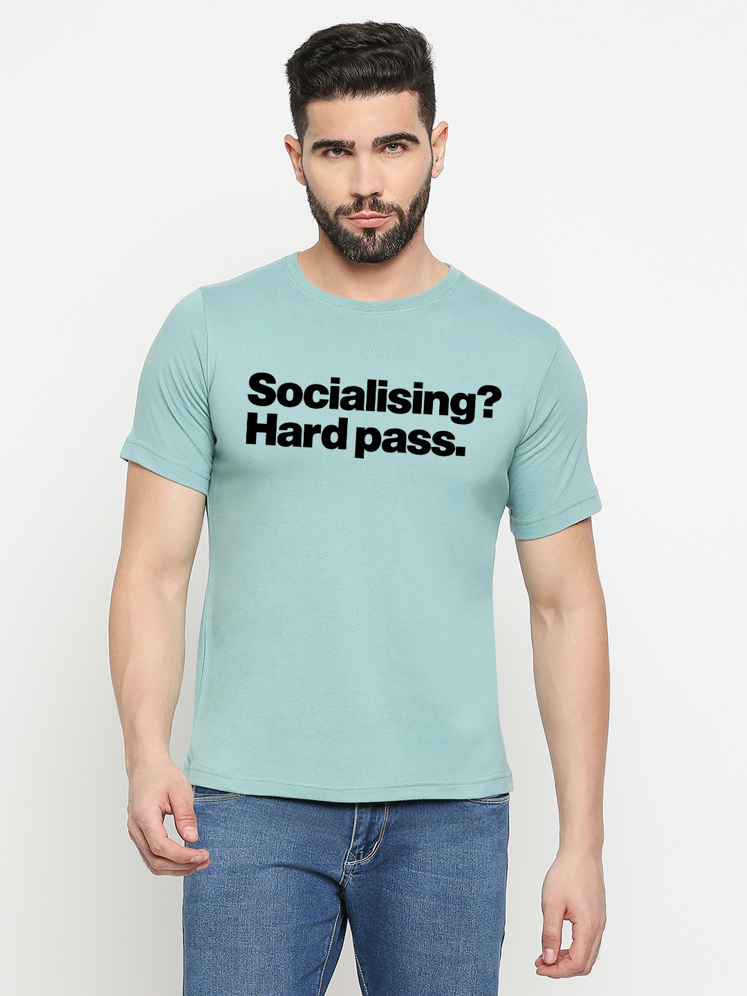 

MOD ECRU Typography Printed Cotton T-shirt, Green