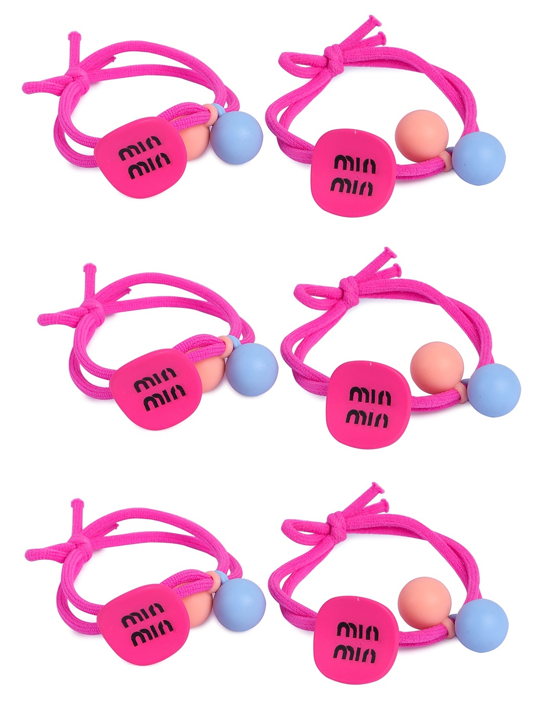 NEOBABY Set Of 6 Ponytail Holders, Pink