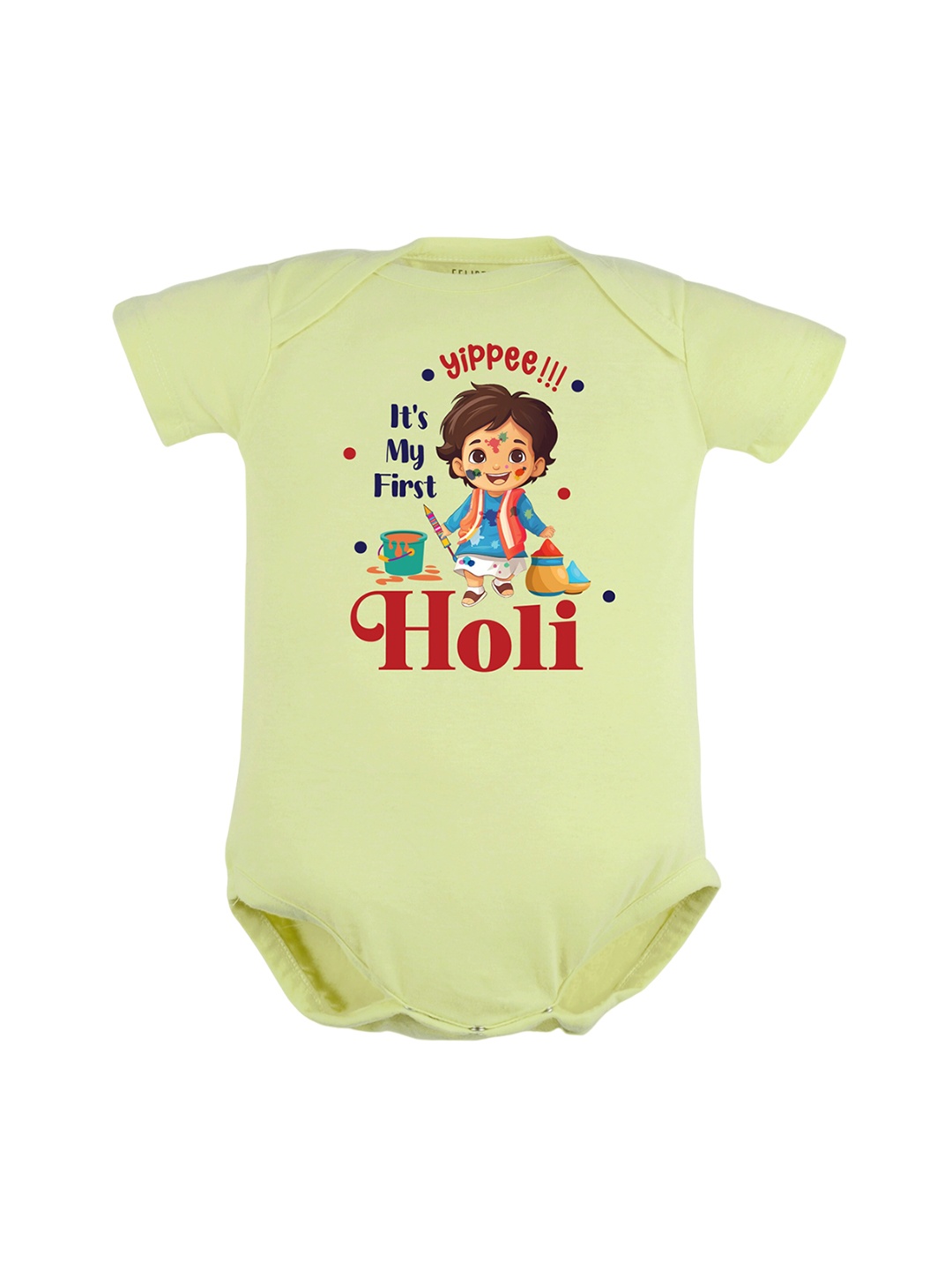 

FFLIRTYGO Infants Pure Cotton Typography Printed Bodysuit, Yellow