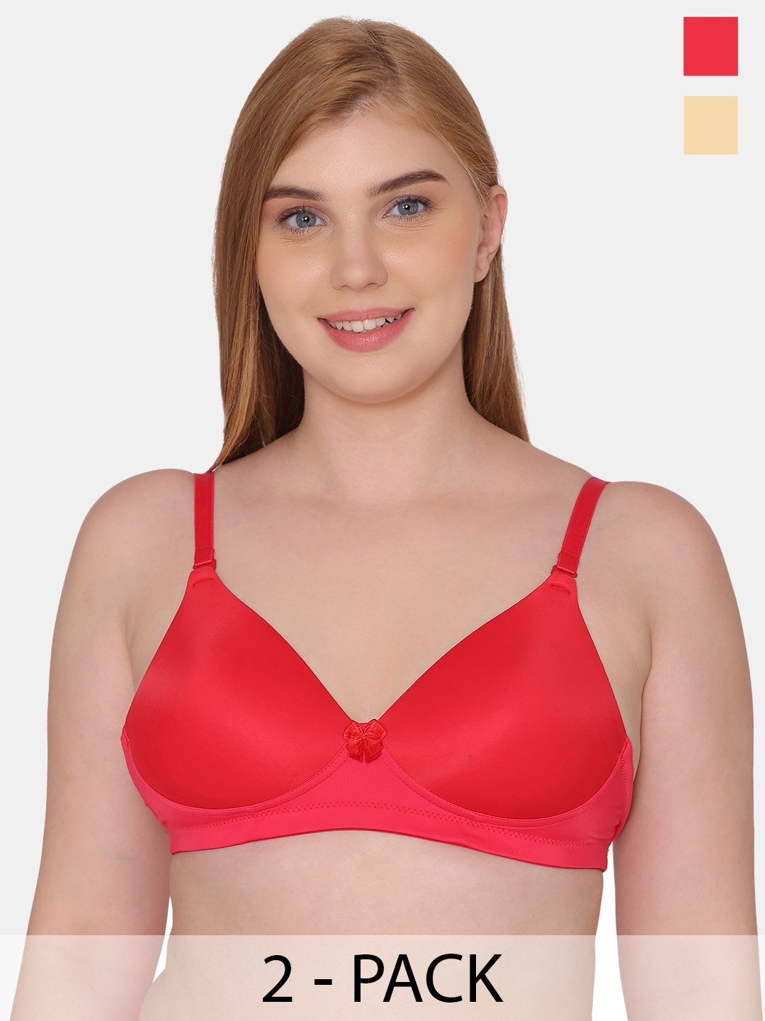 

Tweens Pack Of 2 Full Coverage Lightly Padded T-shirt Bra With All Day Comfort, Red