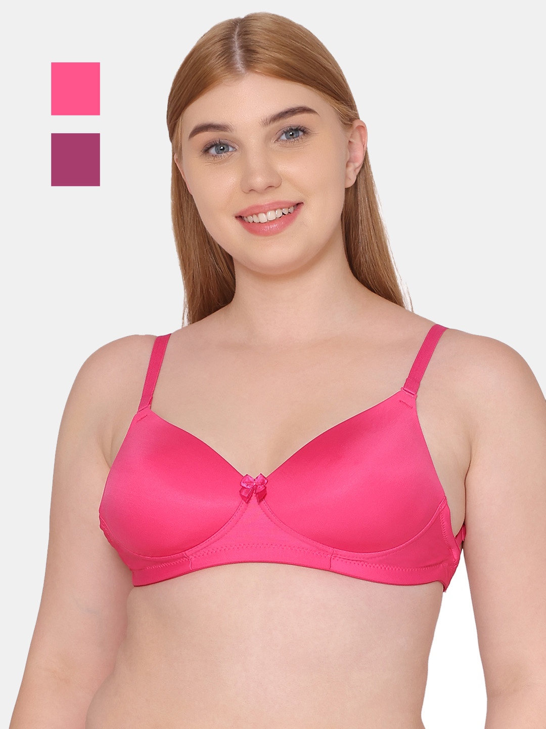 

Tweens Pack Of 2 Full Coverage Lightly Padded T-shirt Bra With All Day Comfort, Pink