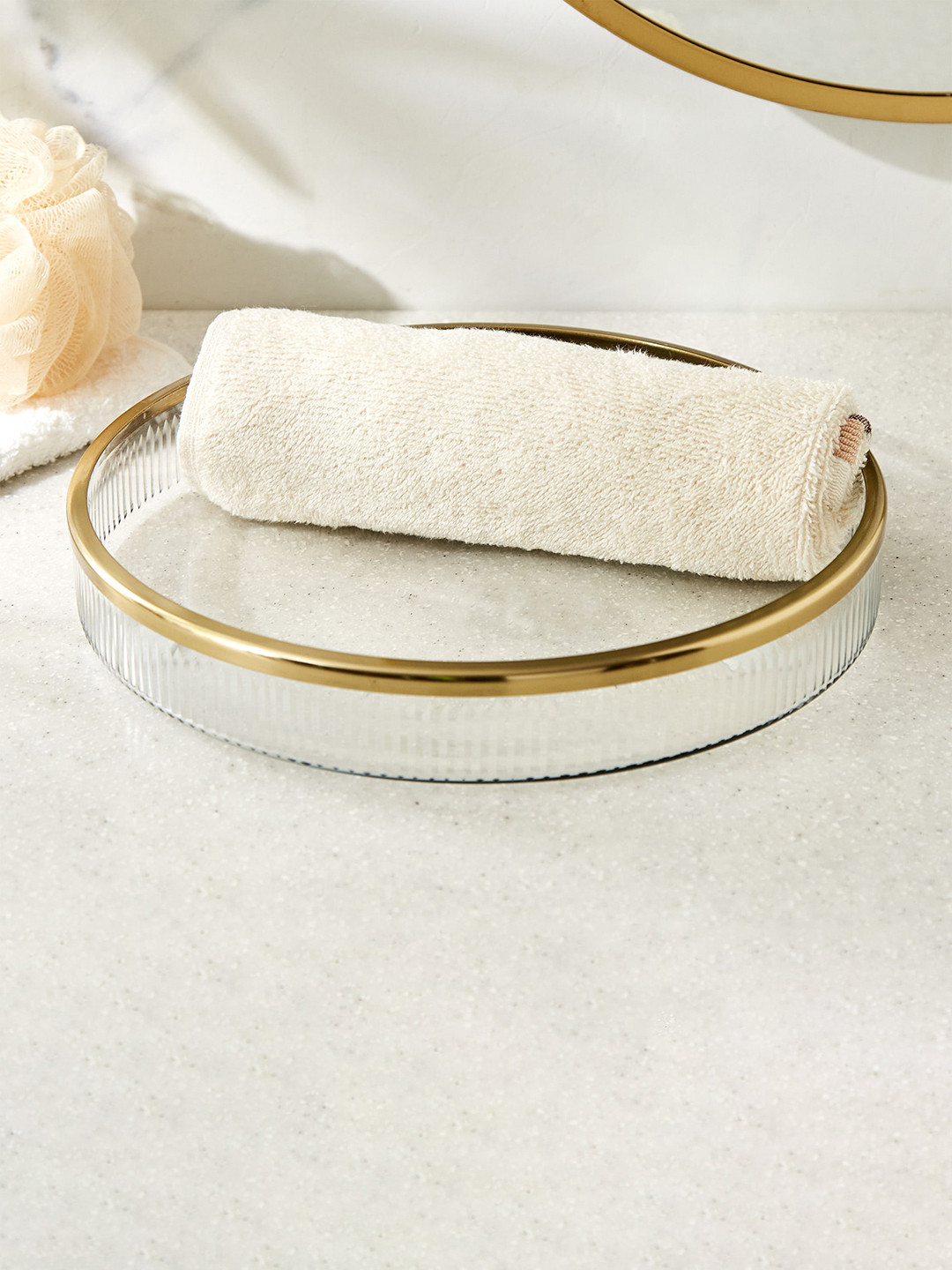 

Home Centre Gold-Toned & Transparent Matte Classic Towel Holder Bathroom Accessories