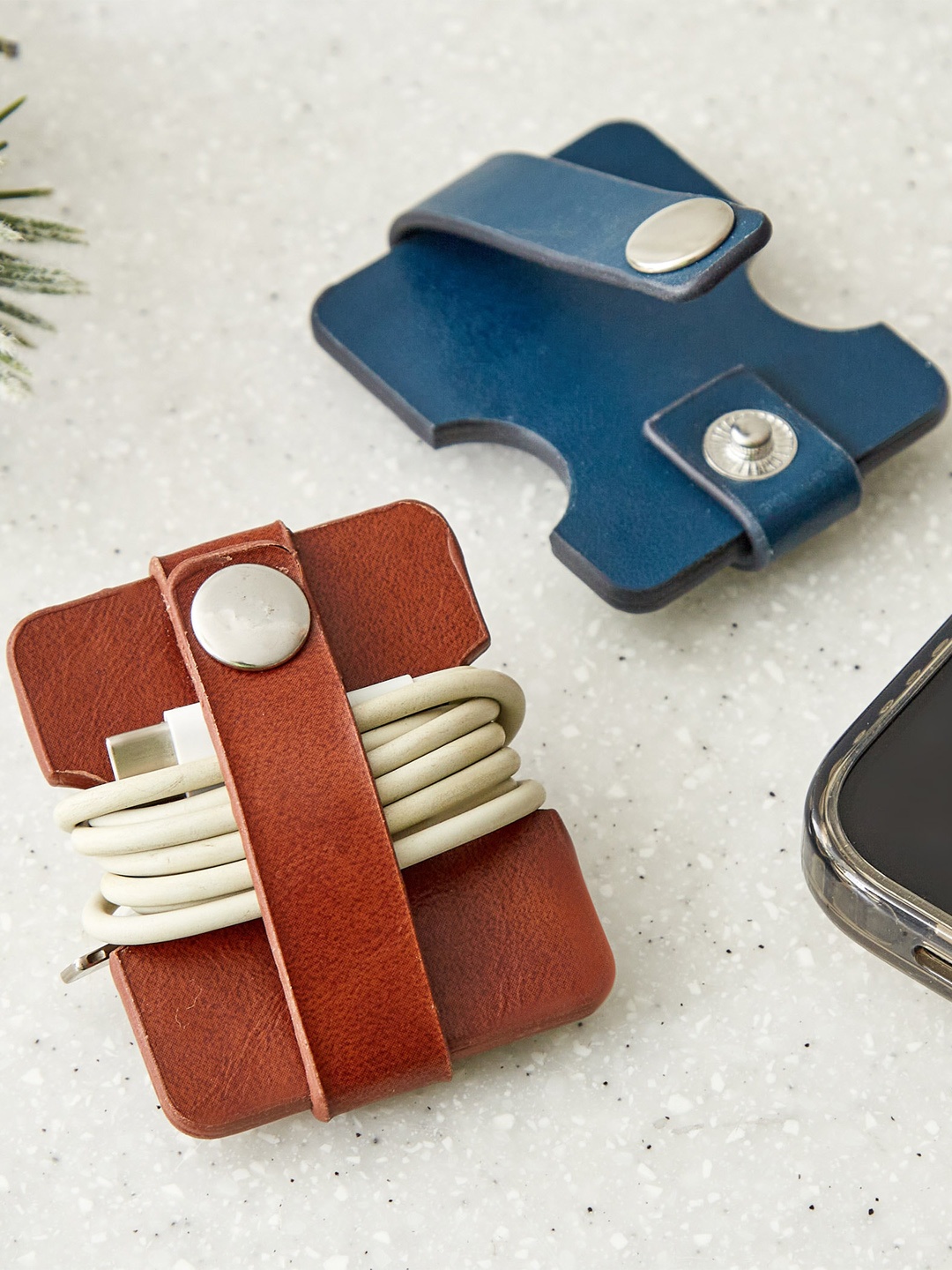 Home Centre Orion Dohphy Blue Brown 2 Pieces Cable Wraps