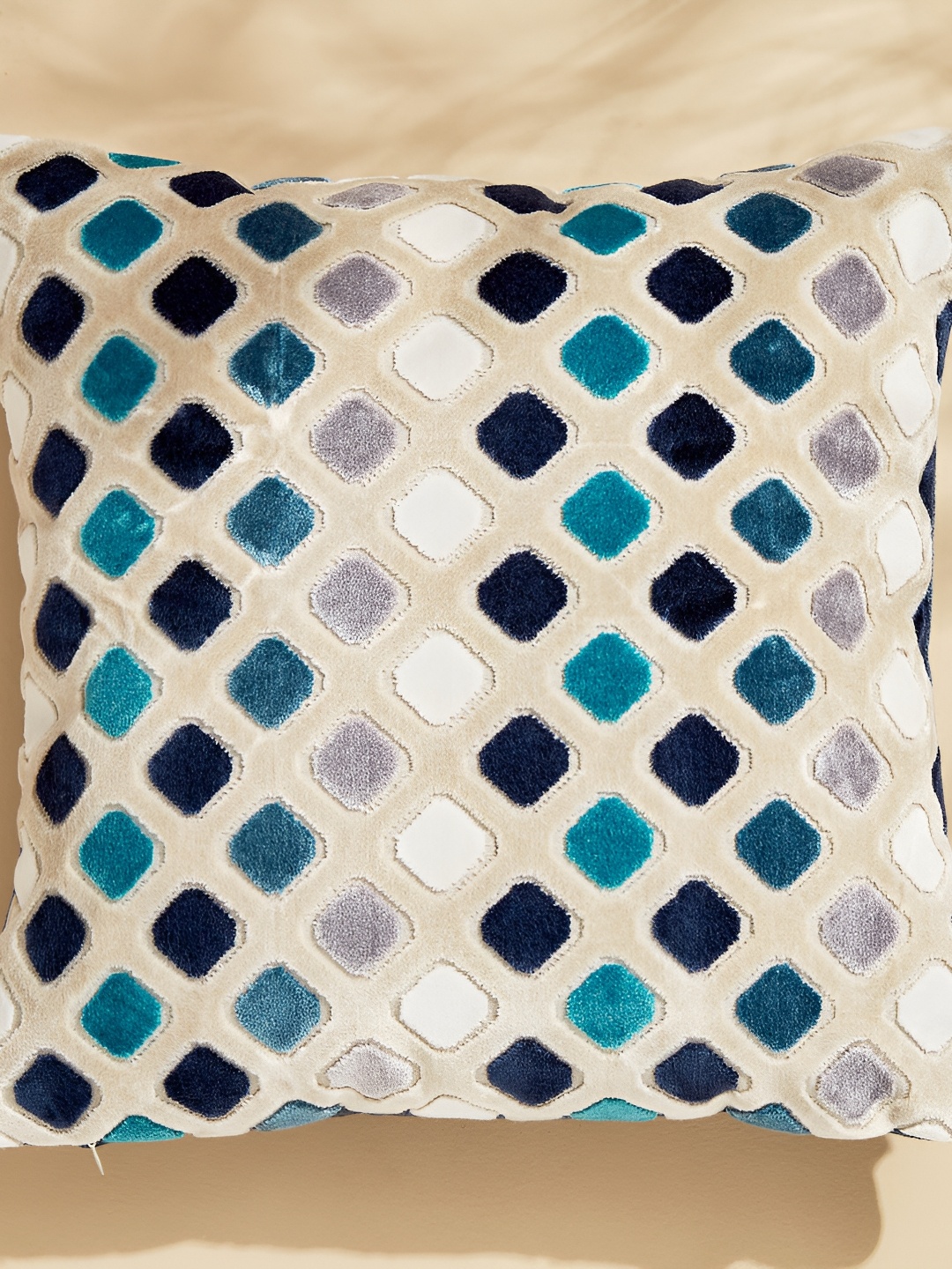 

Home Centre Blue & Cream Square Jacquard Cushion Covers