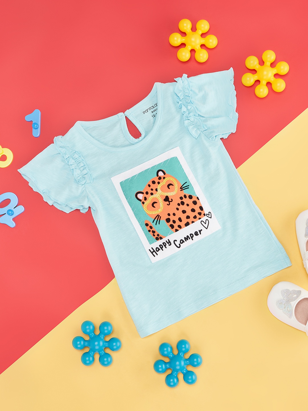 

Pantaloons Baby Girls Typography Printed Cotton T-shirt, Blue