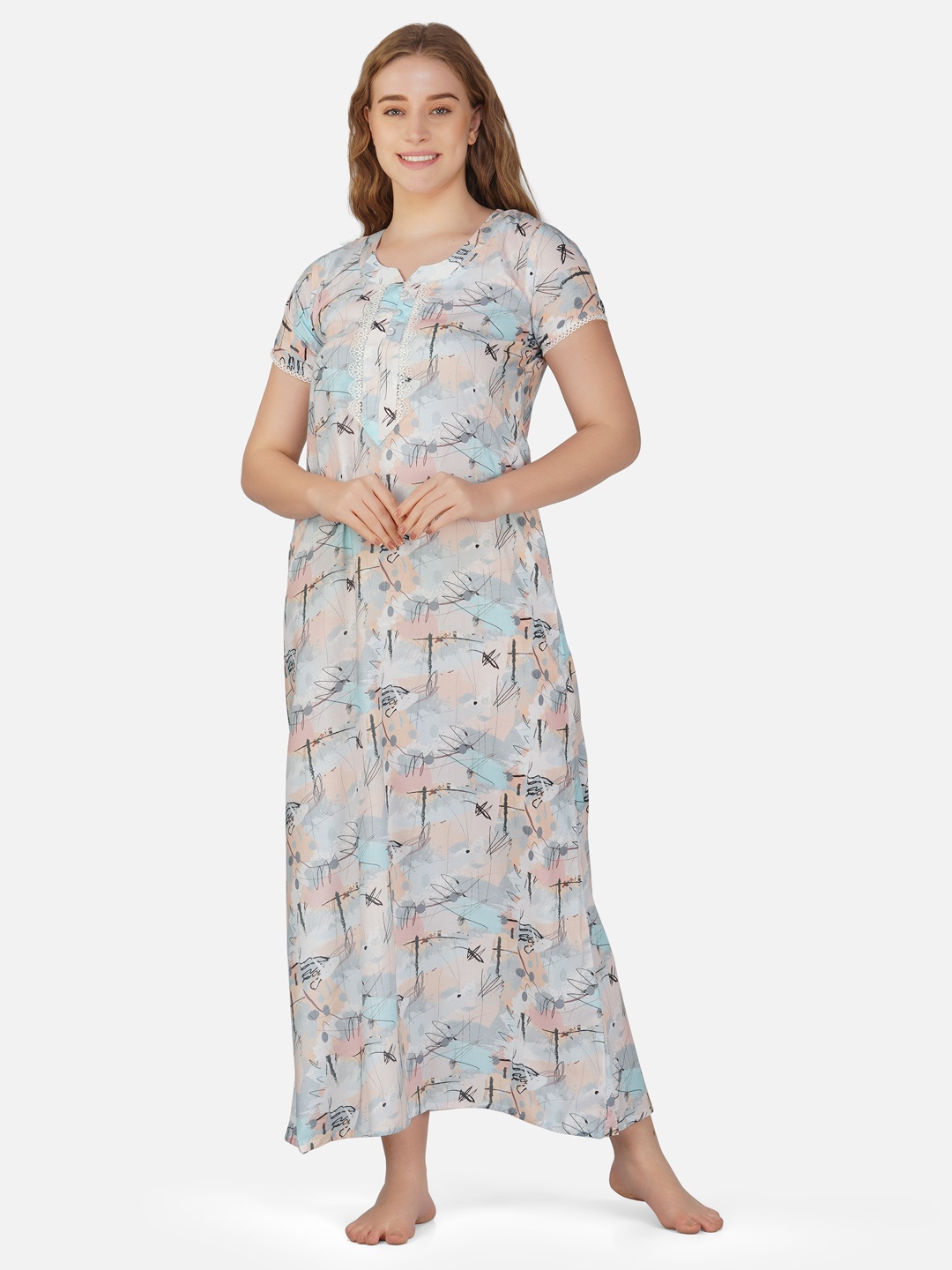 

Sand Dune Abstract Printed Maxi Nightdress, Blue