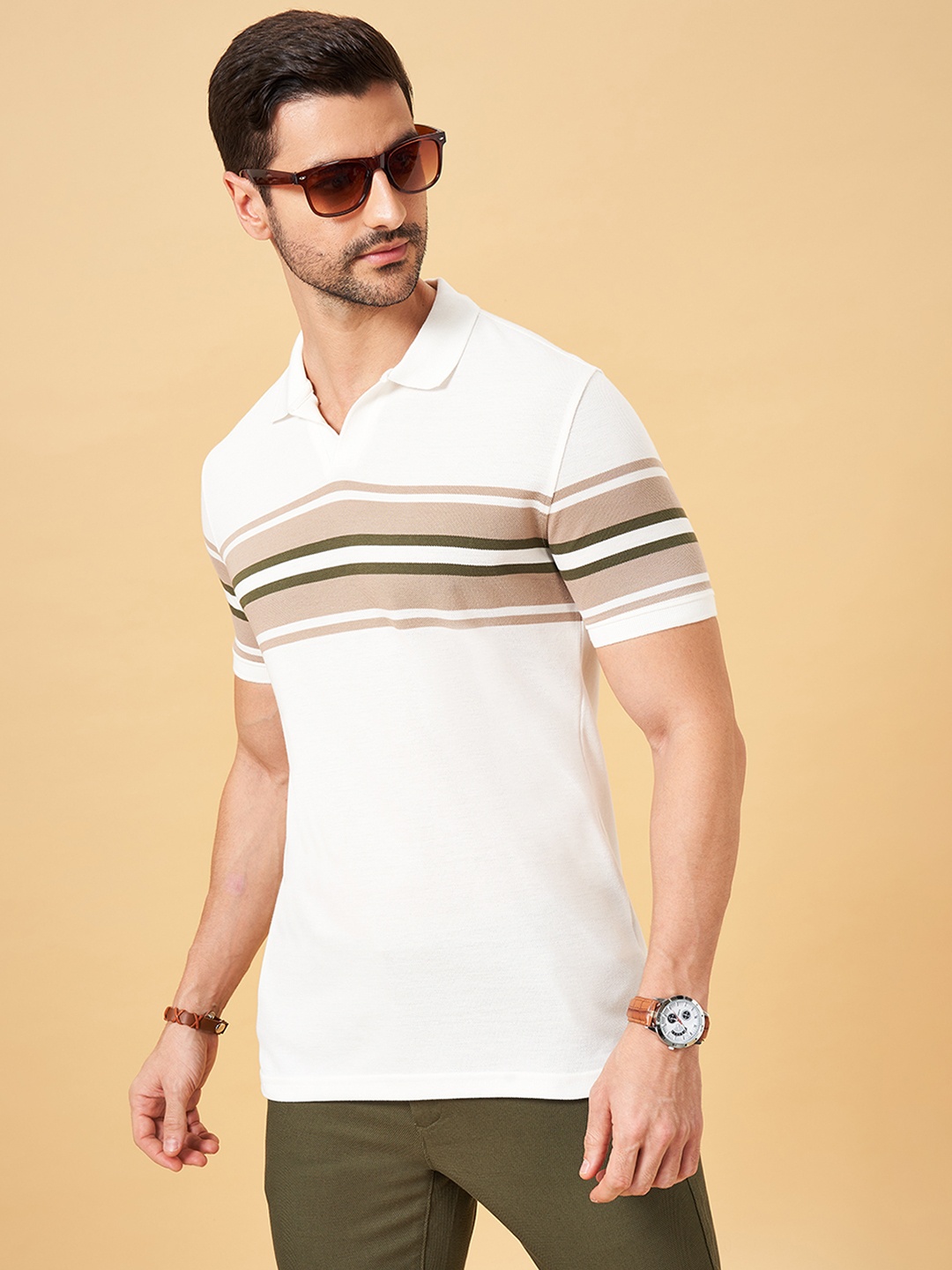 

BYFORD by Pantaloons Polo Collar Slim Fit T-shirt, White