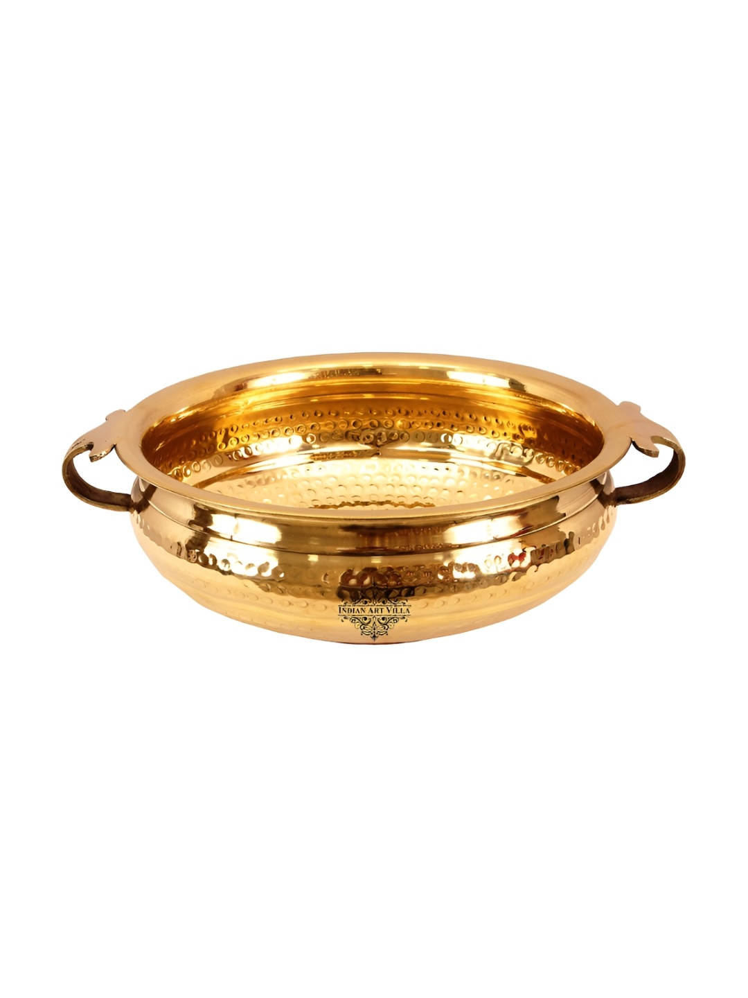 

INDIAN ART VILLA Gold-Toned Brass Hammered Decorative Urli Bowl