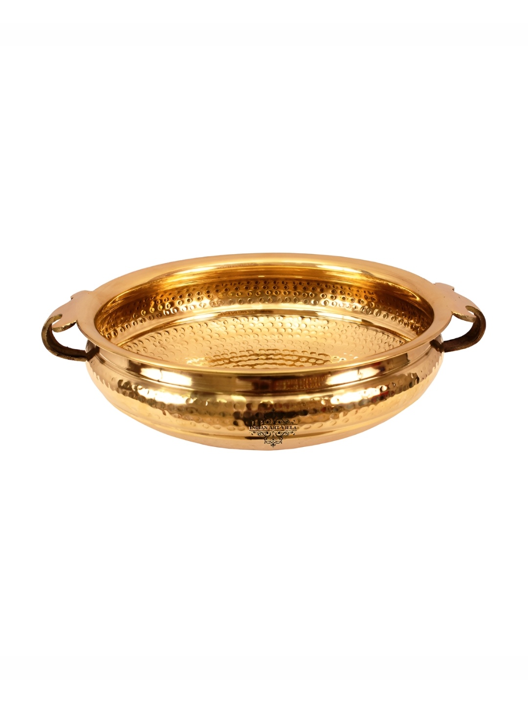 INDIAN ART VILLA Gold Toned Brass Hammered Decorative Urli