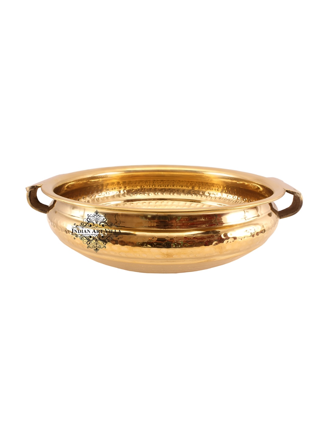 

INDIAN ART VILLA Gold-Toned Hammered Brass Decorative Urli Bowl