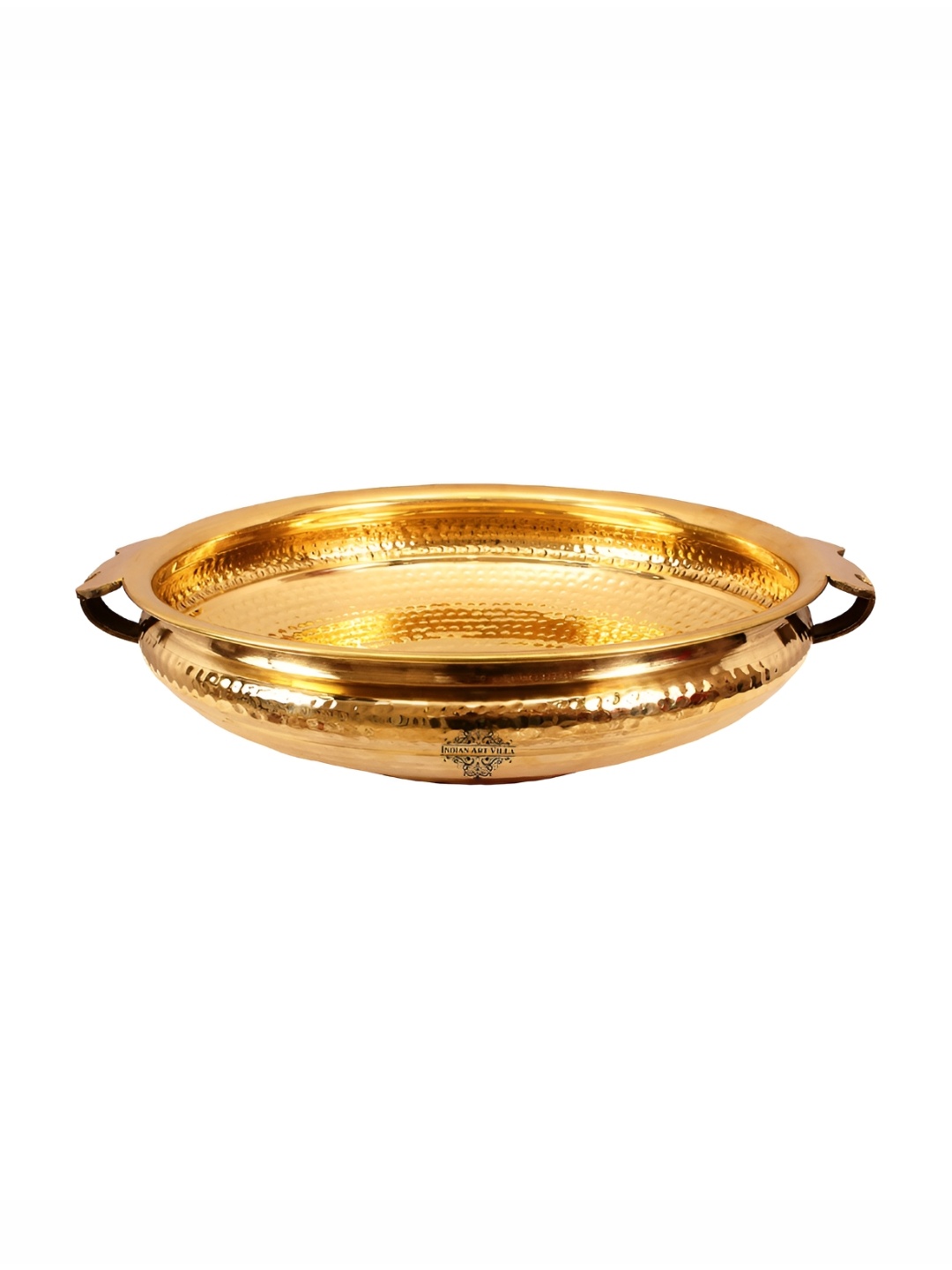 INDIAN ART VILLA Gold Toned Brass Hammered Decorative Urli