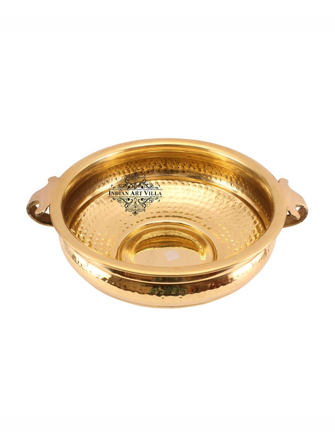 

INDIAN ART VILLA Gold Toned Textured Brass Hammered Decorative Urli