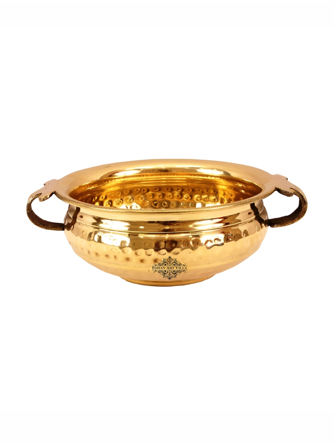 

INDIAN ART VILLA Gold Toned Textured Brass Hammered Decorative Urli