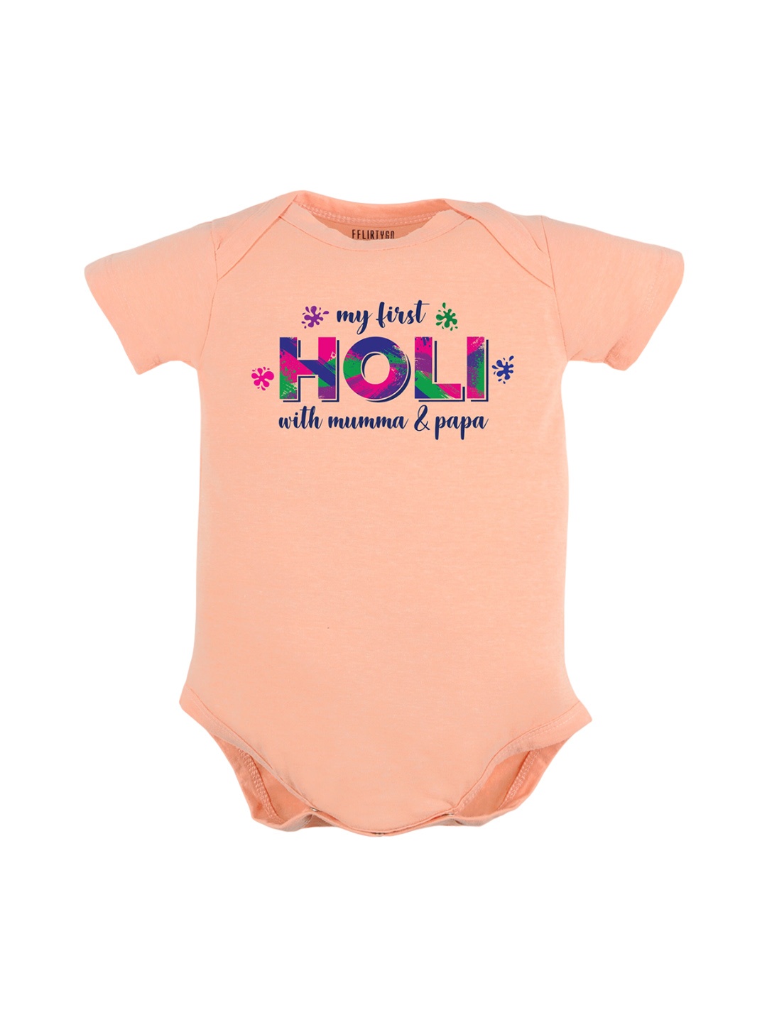 

FFLIRTYGO Infants Printed Envelop Neck Cotton Bodysuit, Peach