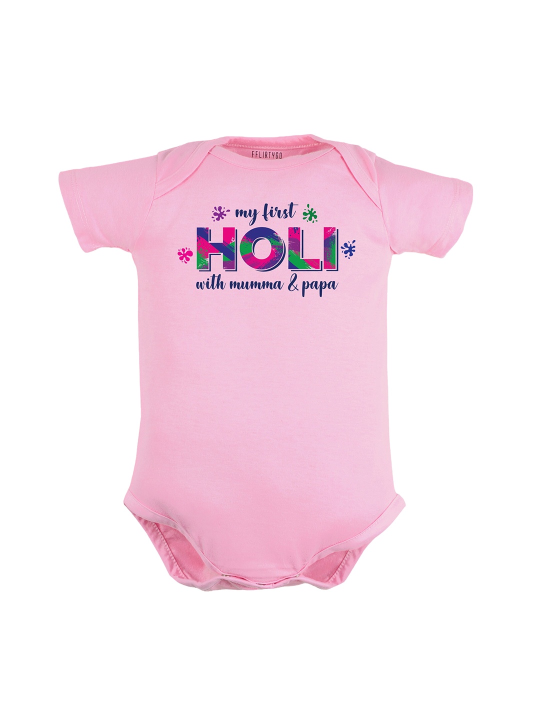 

FFLIRTYGO Infants Holi Printed Pure Cotton Bodysuit, Pink