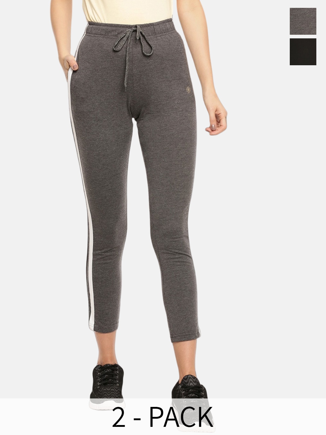 

Dollar Missy Women Pack Of 2 Mid-Rise Track Pants, Black