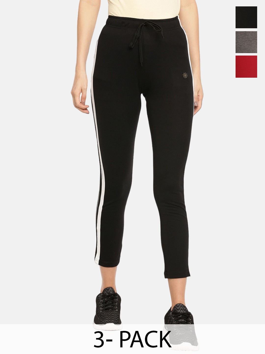 

Dollar Missy Women Pack Of 3 Mid-Rise Track Pants, Black