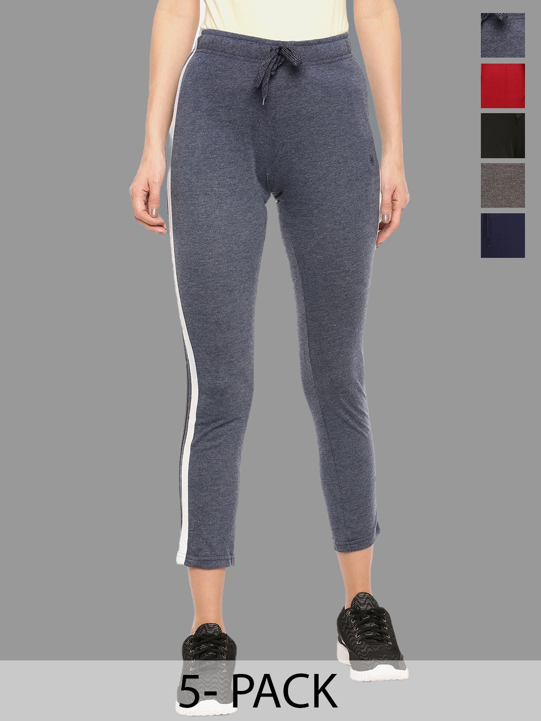 

Dollar Missy Women Pack Of 5 Mid-Rise Track Pants, Red
