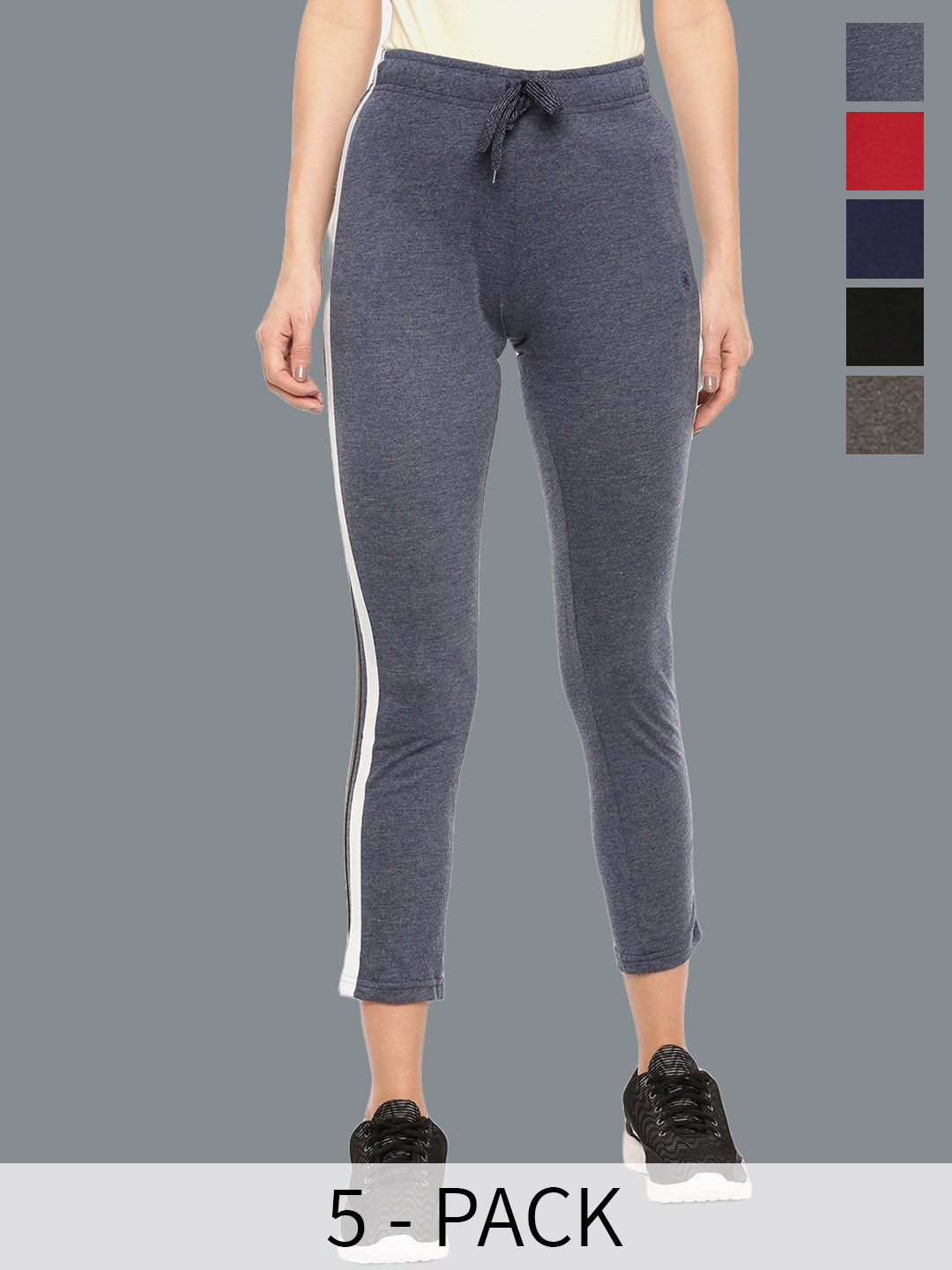 

Dollar Missy Women Pack Of 5 Mid-Rise Track Pants, Red