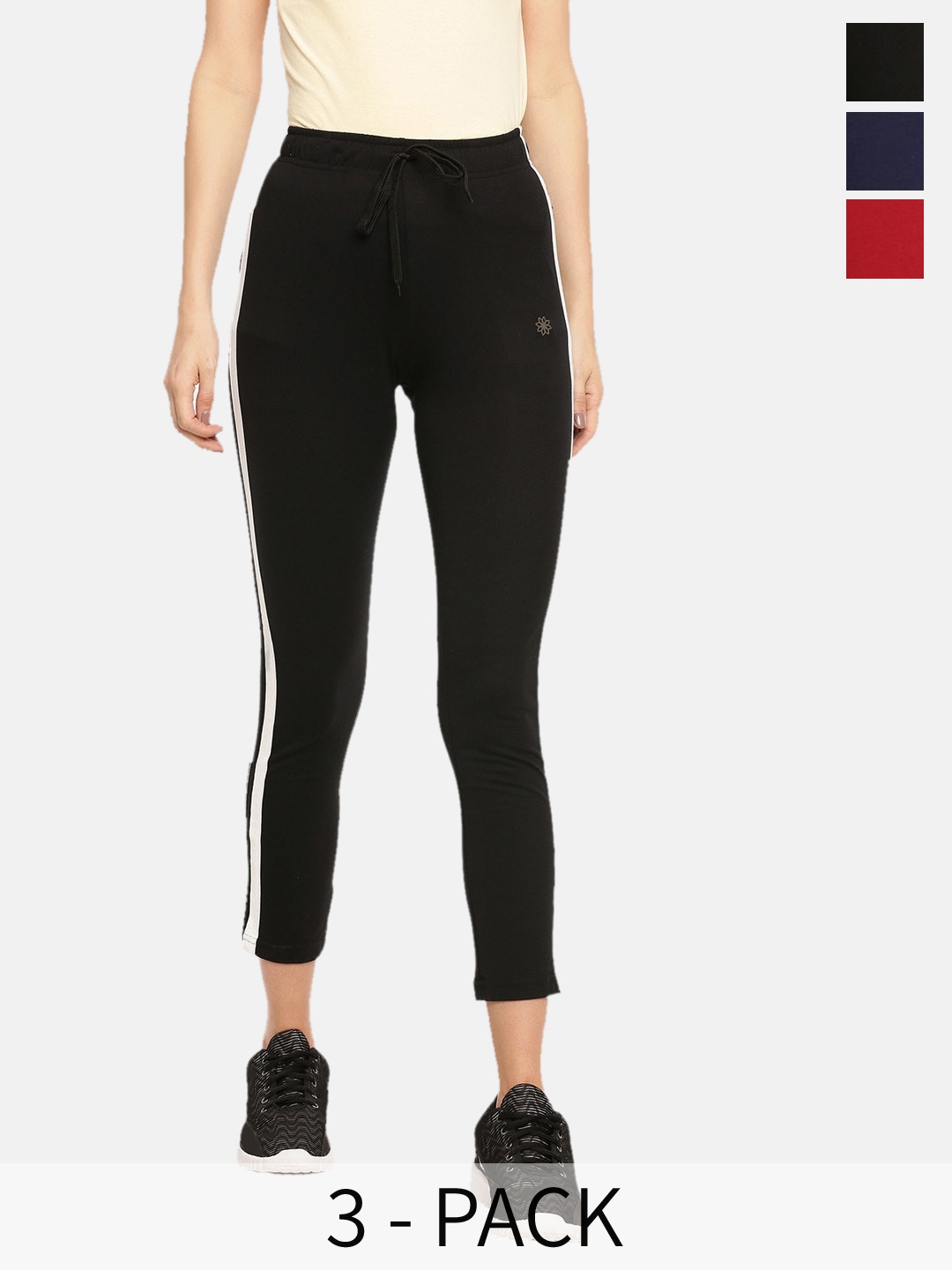 

Dollar Missy Women Pack Of 3 Mid-Rise Track Pants, Red