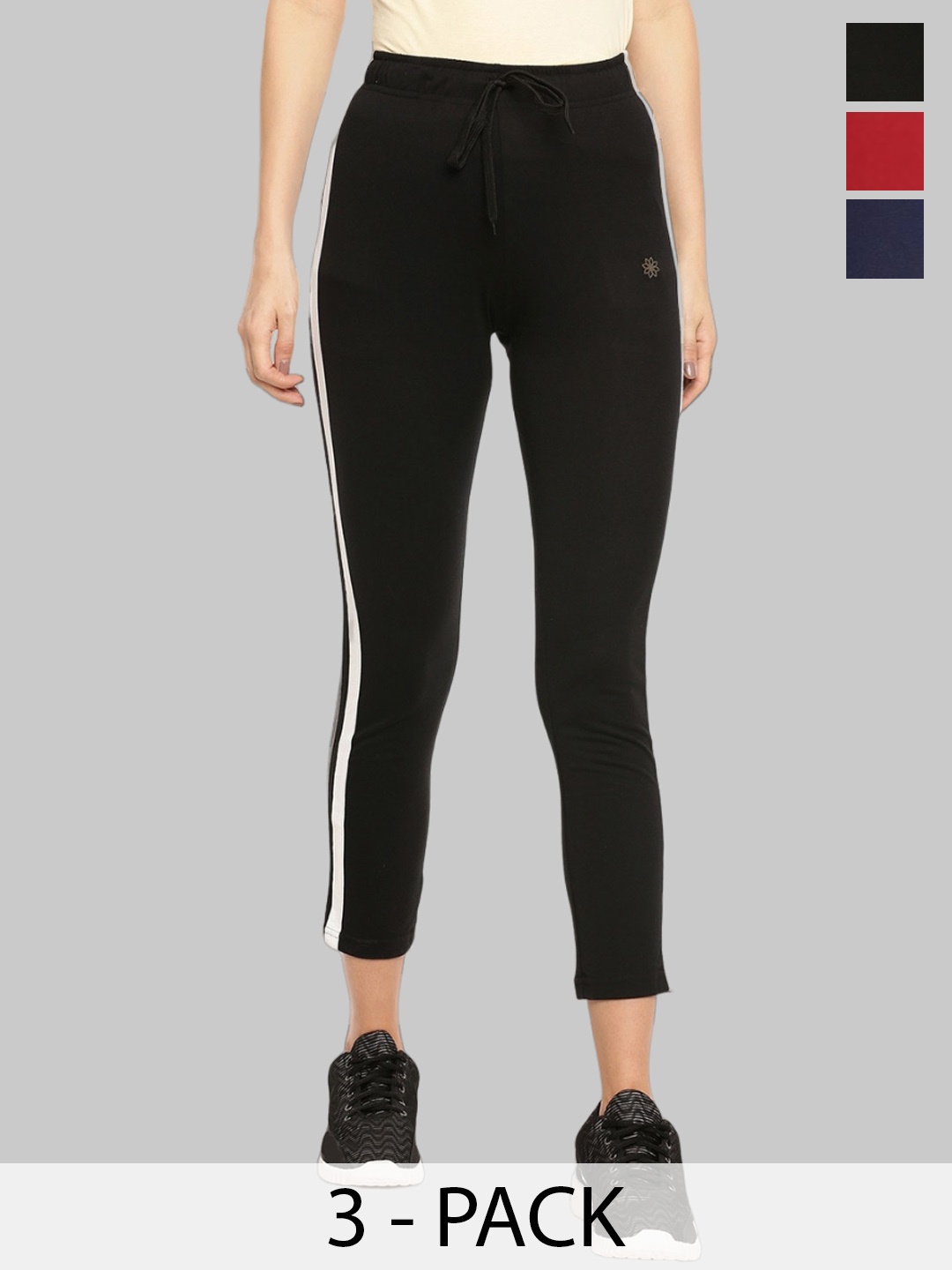 

Dollar Missy Women Pack Of 3 Mid-Rise Track Pants, Red