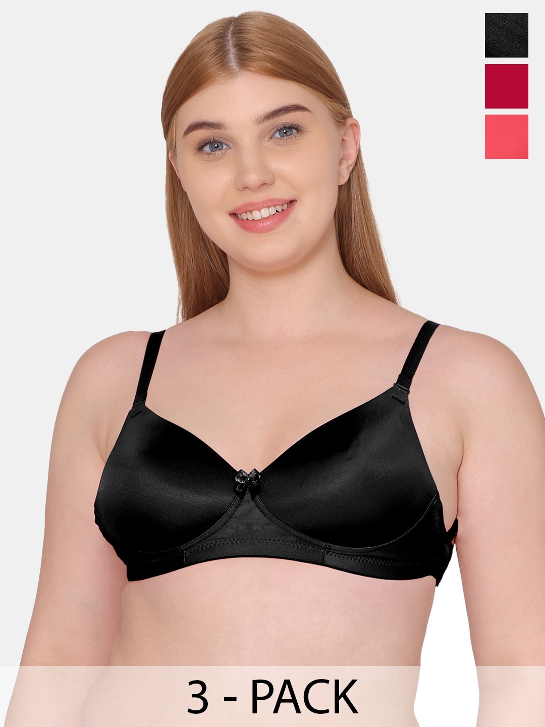 

Tweens Pack Of 3 Full Coverage Lightly Padded T-shirt Bra With All Day Comfort, Black