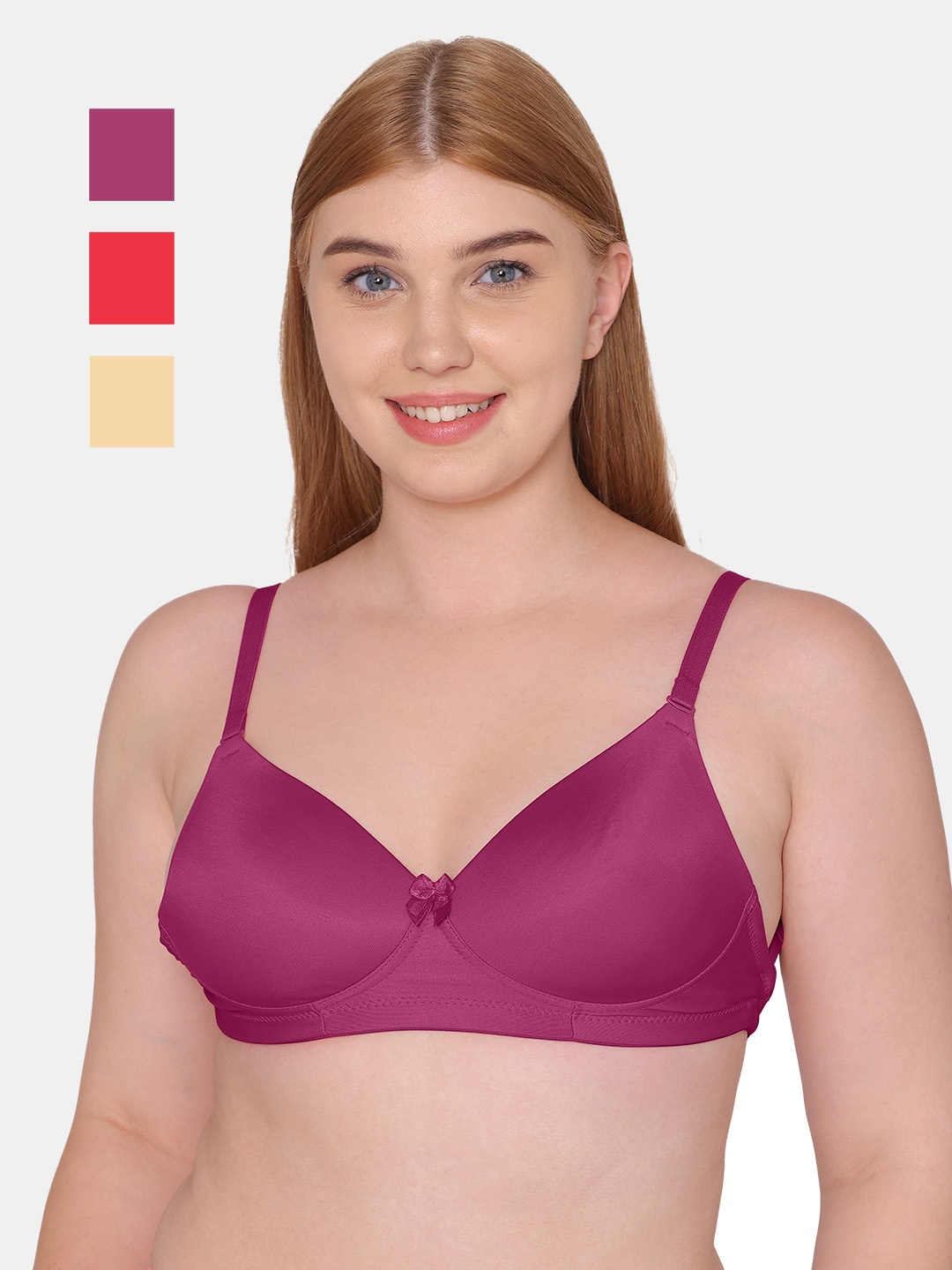 

Tweens Pack Of 3 Full Coverage Lightly Padded T-shirt Bra With All Day Comfort, Magenta