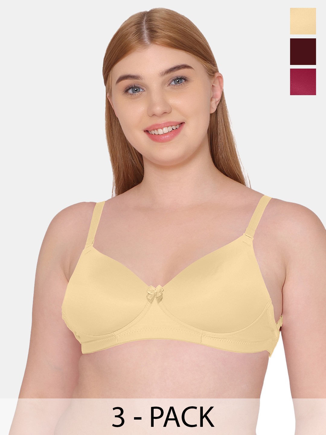 

Tweens Pack Of 3 Full Coverage Lightly Padded T-shirt Bra With All Day Comfort, Burgundy