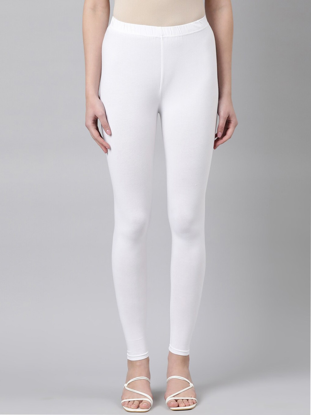 

Souchii Mid-Rise Ethnic Ankle-Length Leggings, White