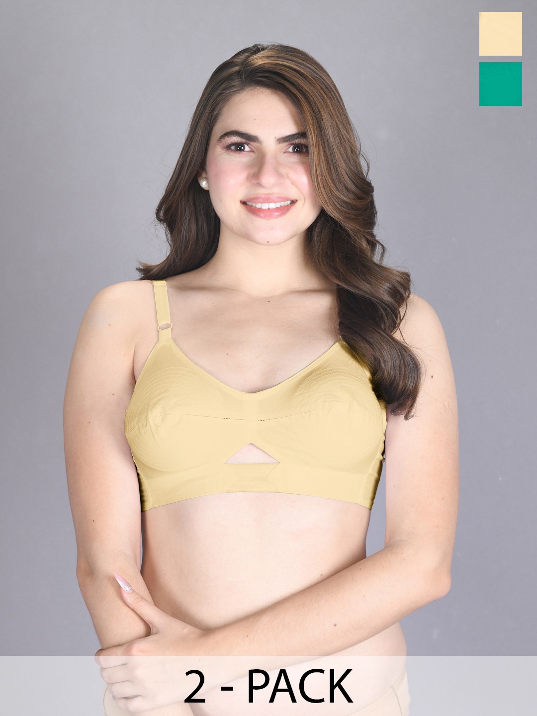 LUX VENUS Pack Of 2 Full Coverage Non Padded Pure Cotton Bra With All Day Comfort, Beige