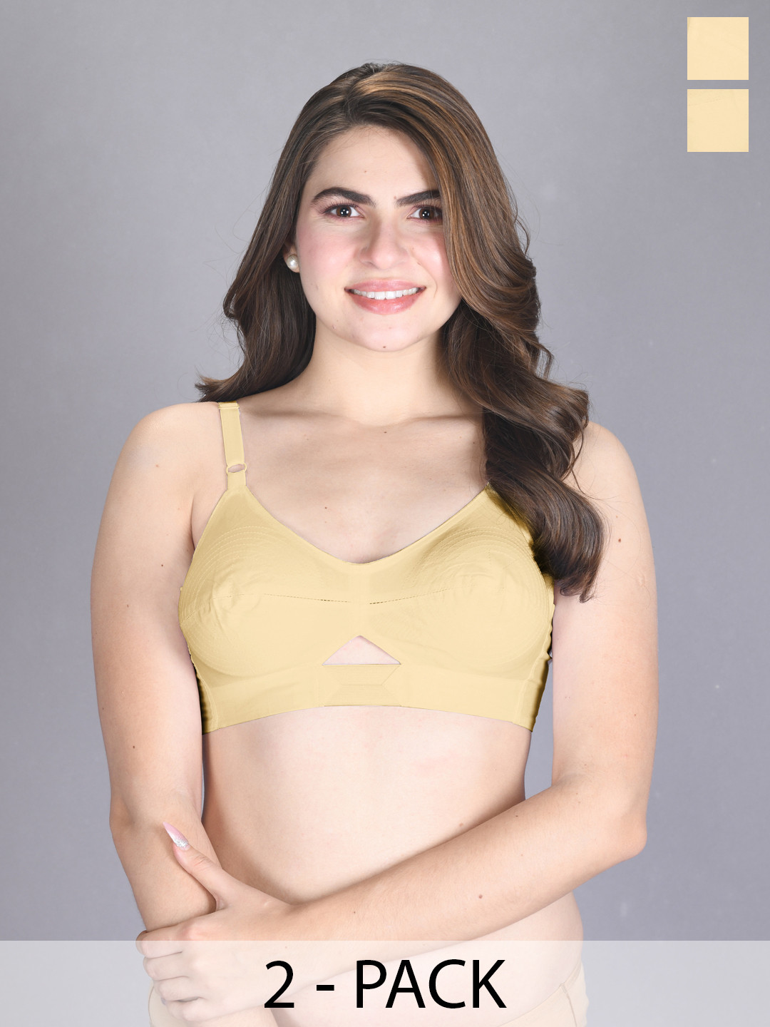 

LUX VENUS Pack Of 2 Full Coverage Non-Wired Seamless Everyday Bra With All Day Comfort, Beige