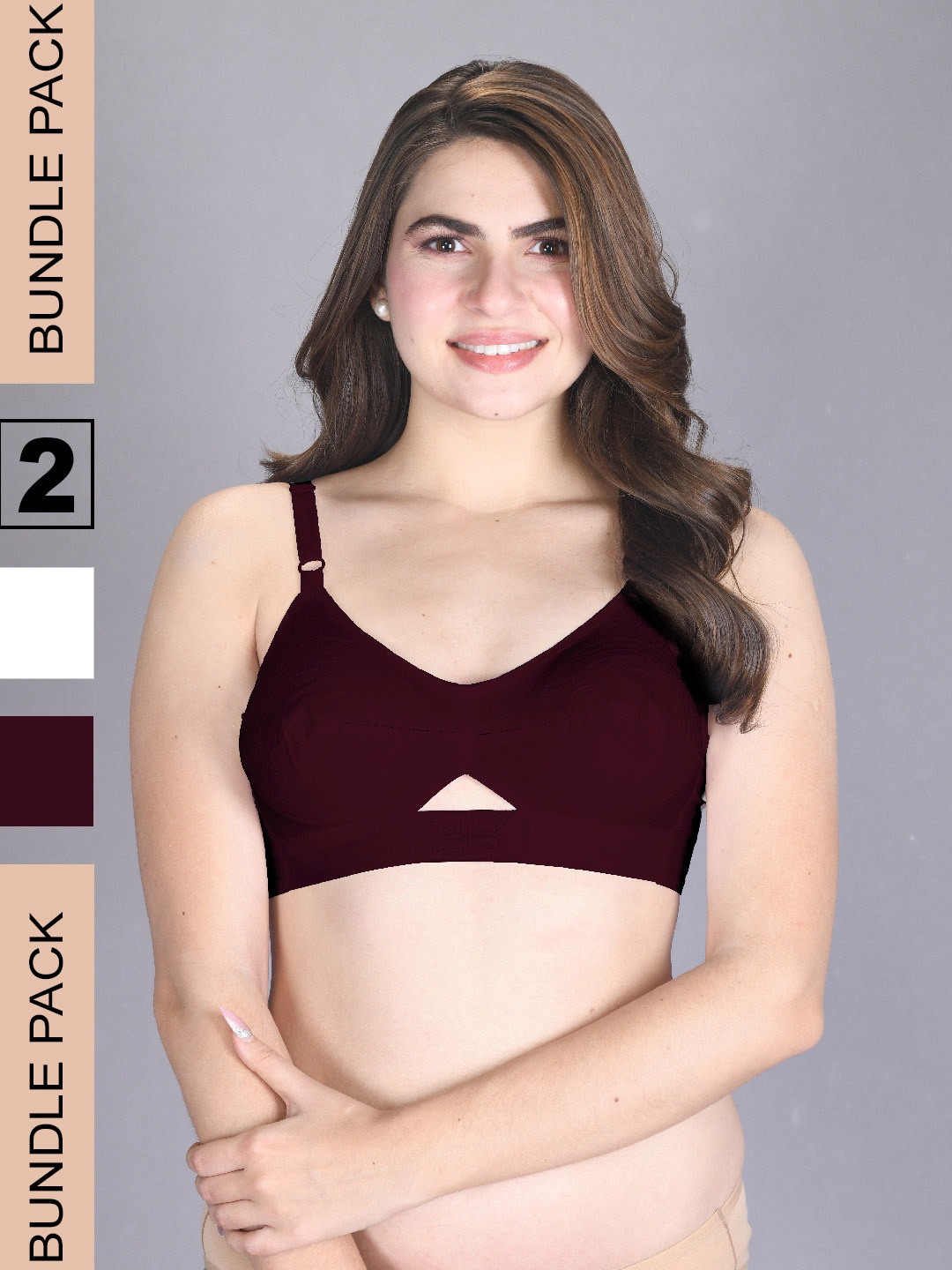 

LUX VENUS Pack Of 2 Full Coverage Non Padded Pure Cotton Everyday Bra With All Day Comfort, Maroon
