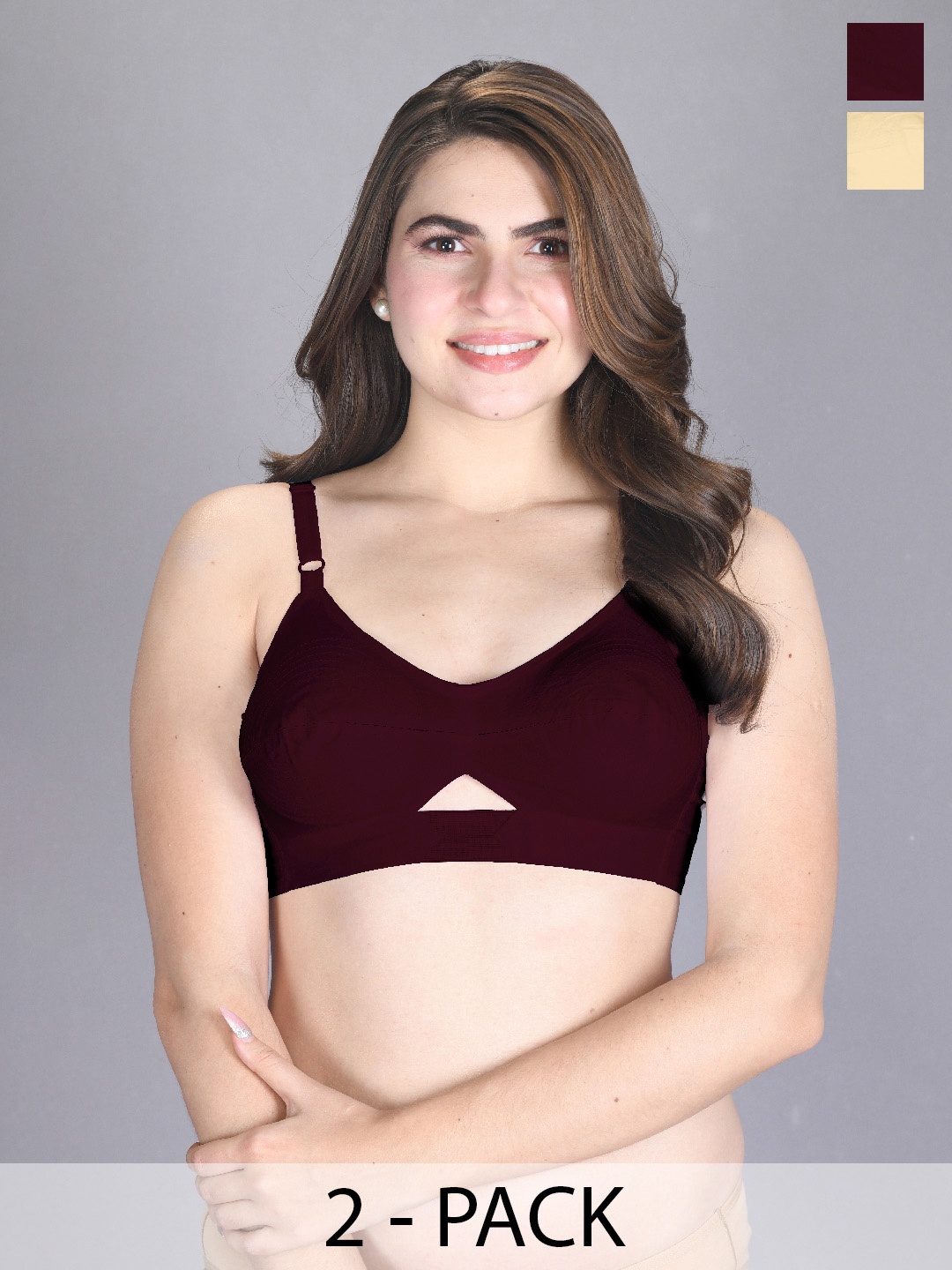 

LUX VENUS Pack of 2 Full Coverage Everyday Cotton Bra With All Day Comfort, Maroon
