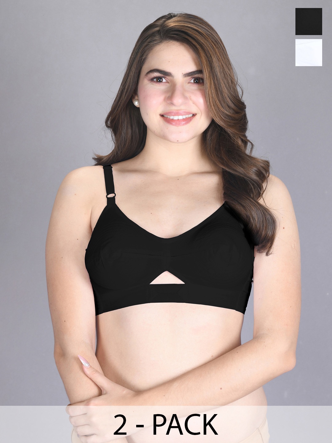 

LUX VENUS Pack of 2 Full Coverage Everyday Cotton Bra With All Day Comfort, Black
