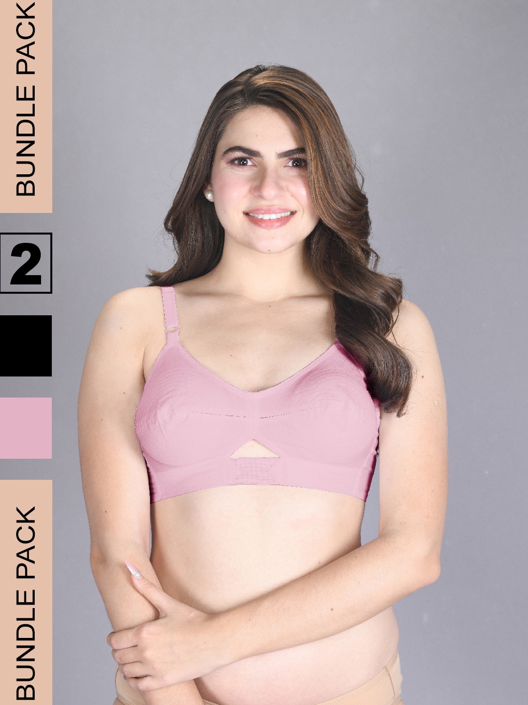 

LUX VENUS Pack Of 2 Full Coverage Non Padded Pure Cotton Everyday Bra With All Day Comfort, Pink