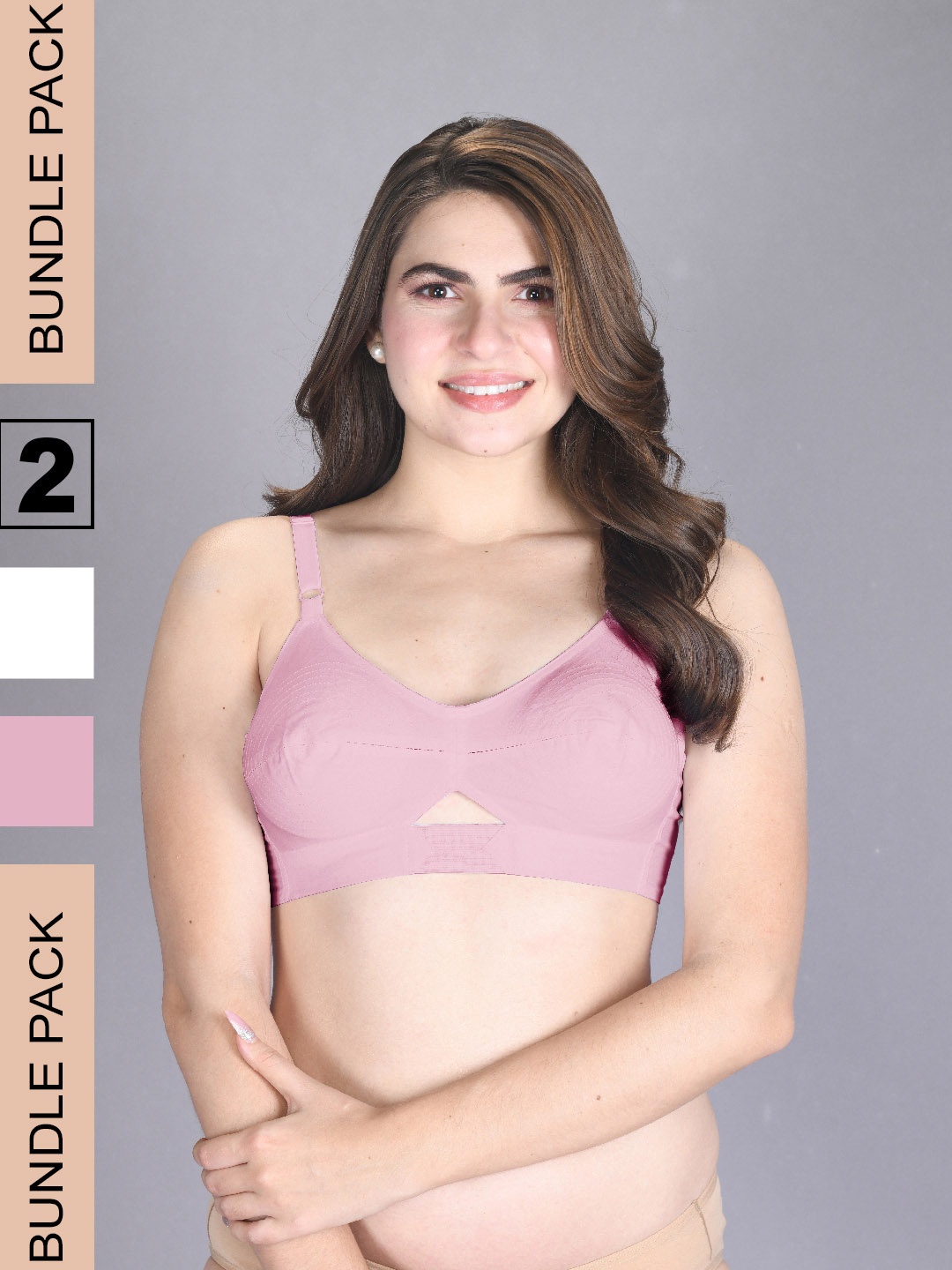 

LUX VENUS Pack Of 2 Full Coverage Non Padded Pure Cotton Everyday Bra With All Day Comfort, Pink