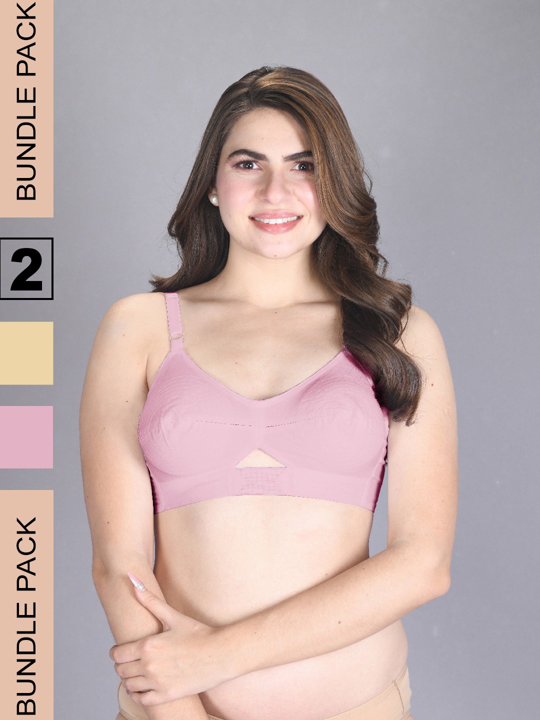 

LUX VENUS Pack Of 2 Full Coverage Non Padded Pure Cotton Everyday Bra With All Day Comfort, Pink