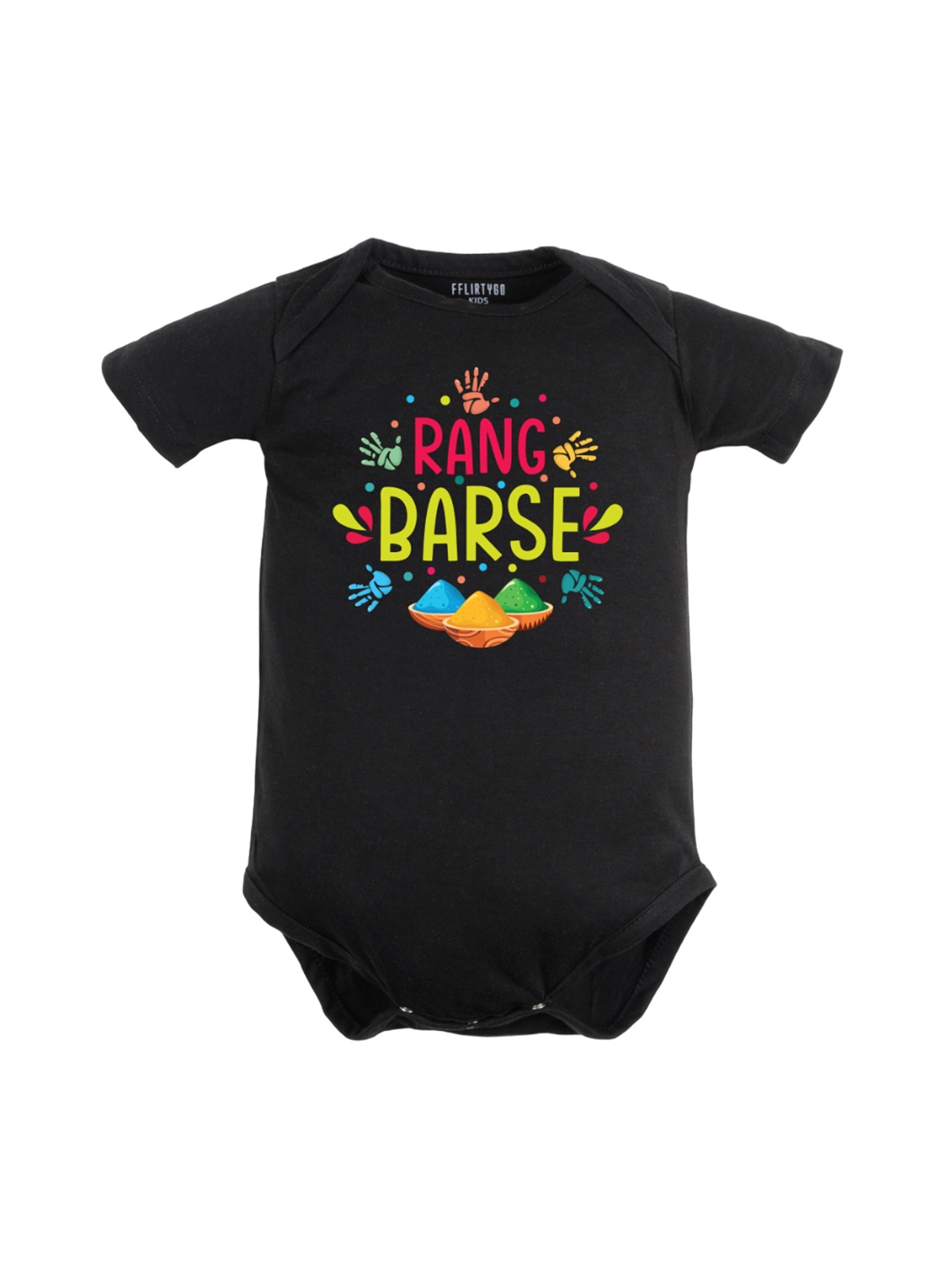 

FFLIRTYGO Infant Typography Printed Cotton Bodysuit, Black