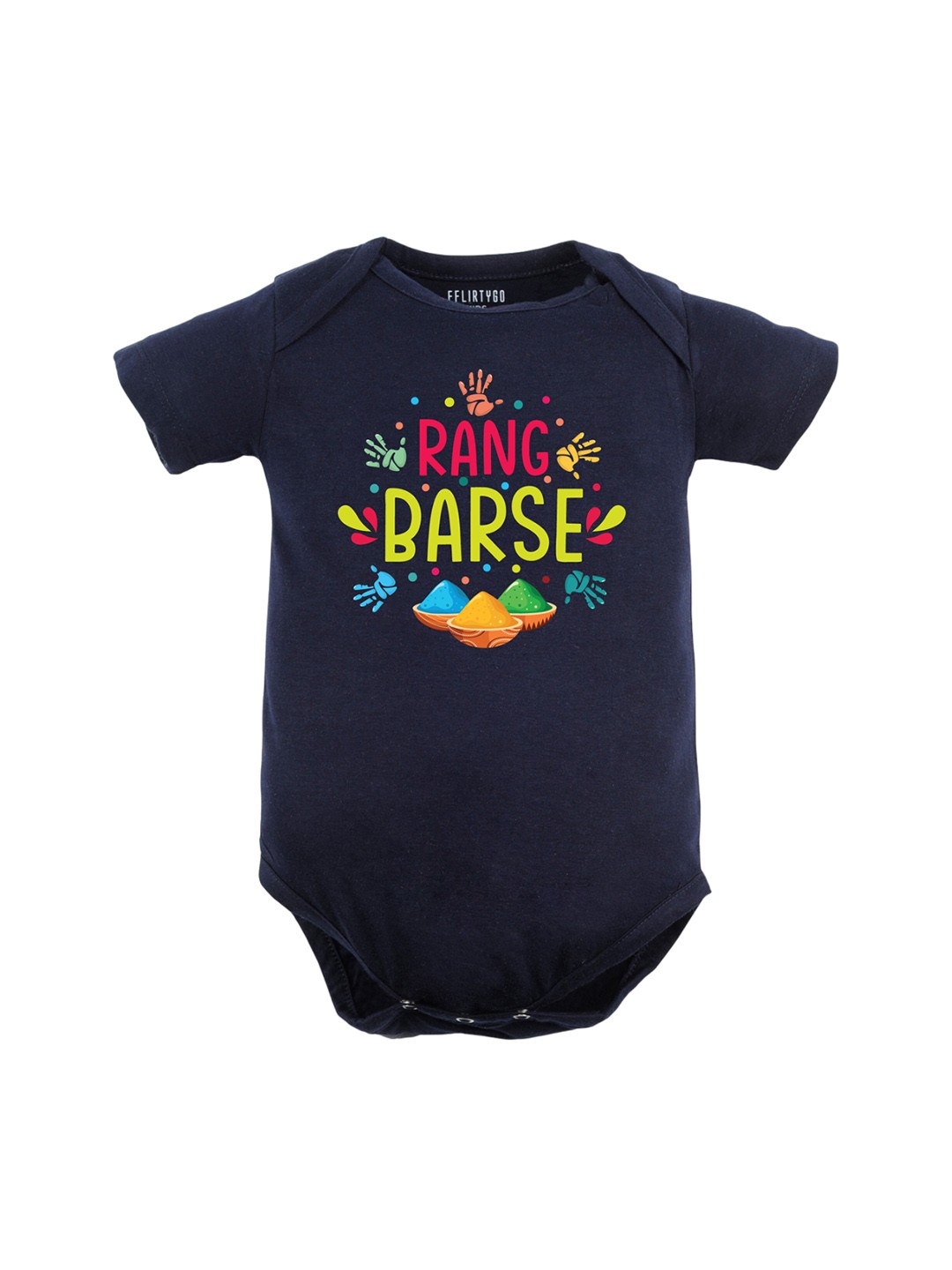 

FFLIRTYGO Kids Rang Barse Printed Cotton Bodysuit, Blue