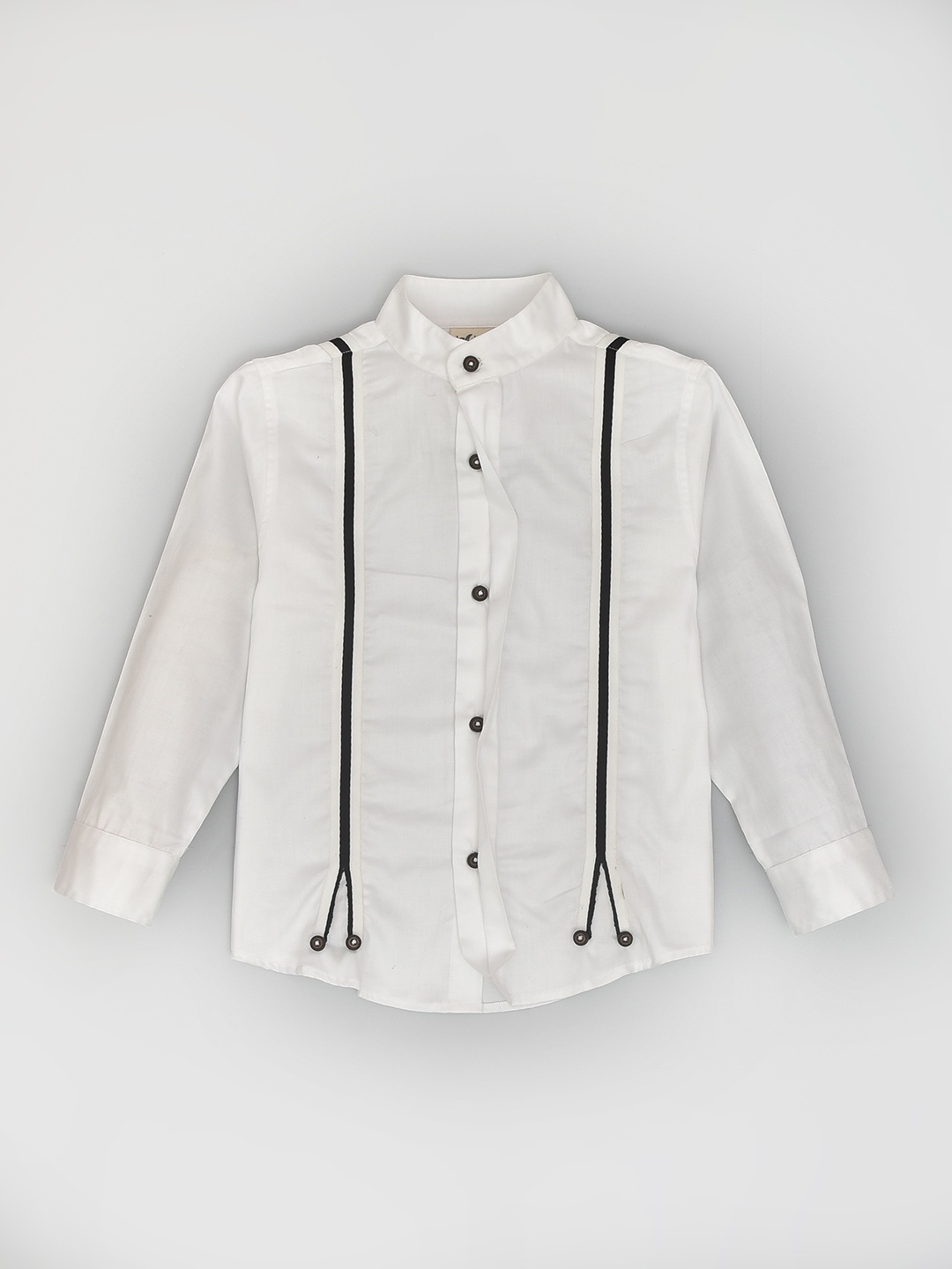 

BAESD Boys Band Collar Pure Cotton Casual Shirt, White