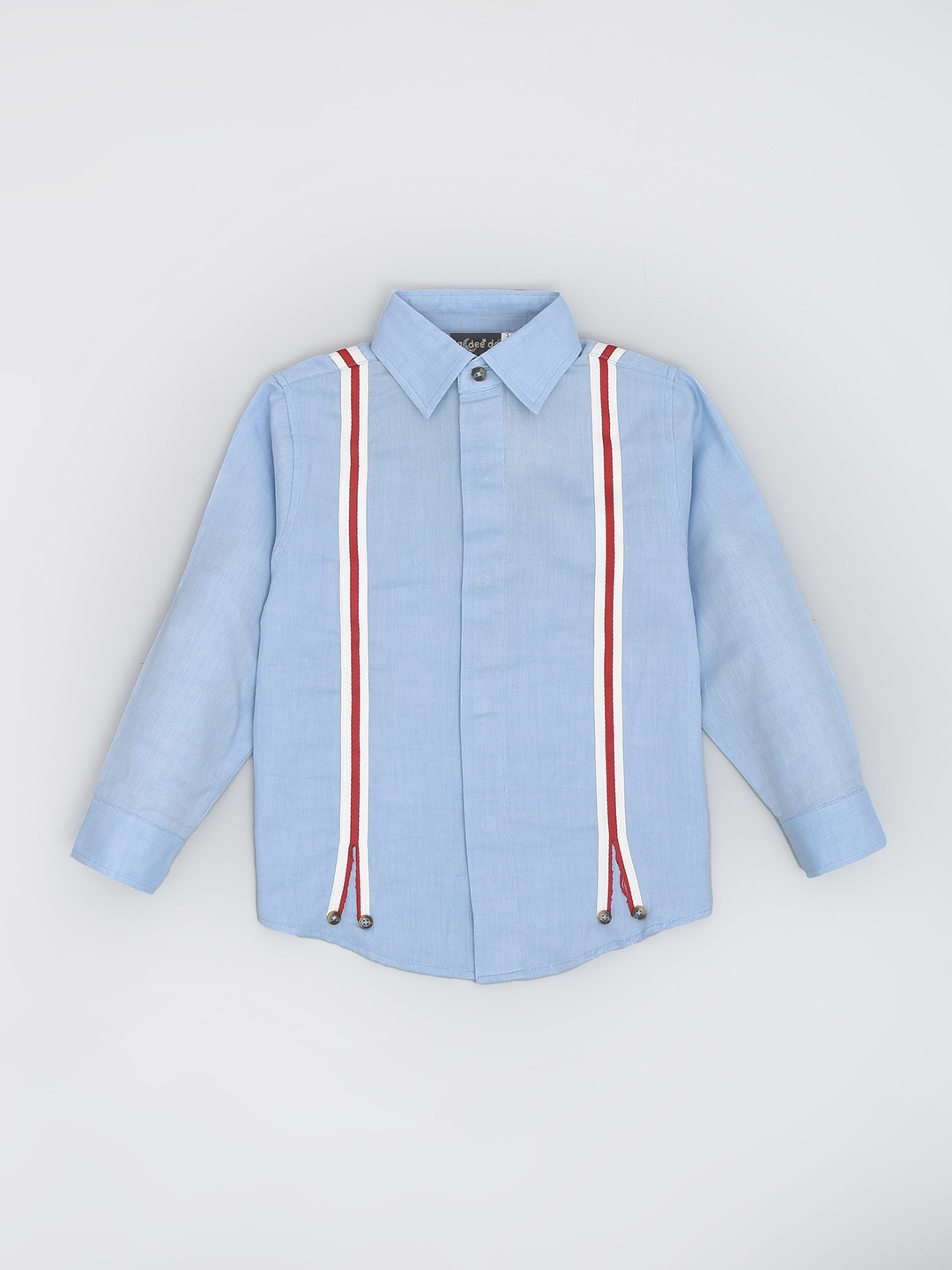 

BAESD Boys Spread Collar Regular Fit Cotton Opaque Striped Casual Shirt, Blue