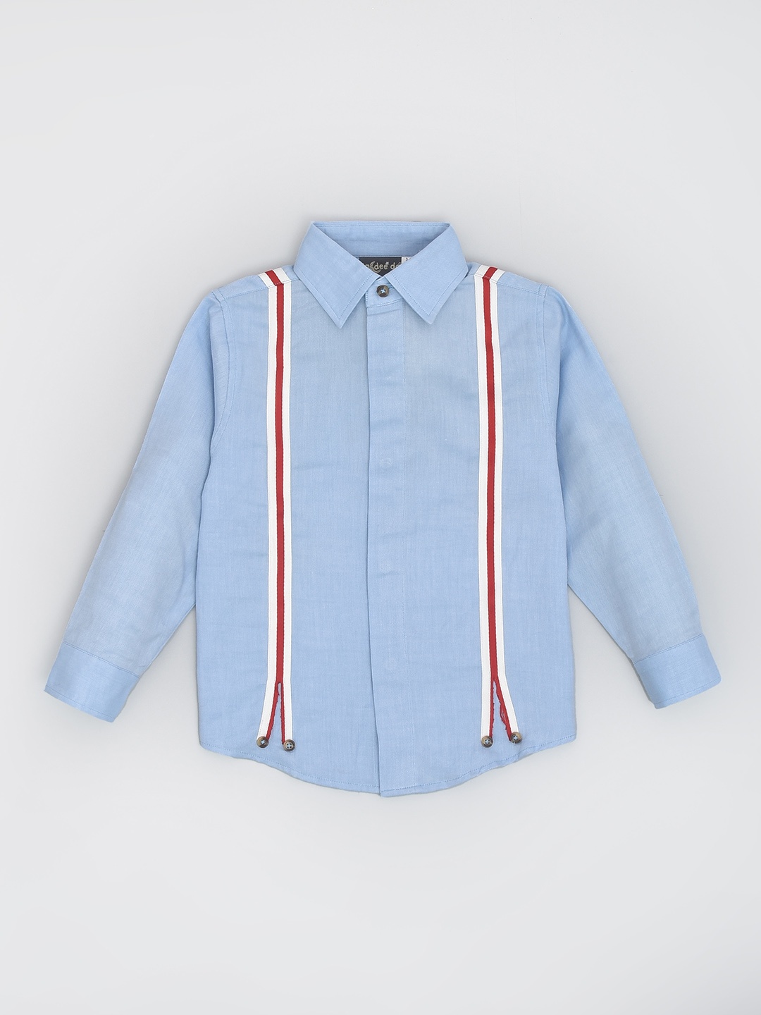 

BAESD Boys Spread Collar Regular Fit Cotton Opaque Striped Casual Shirt, Blue