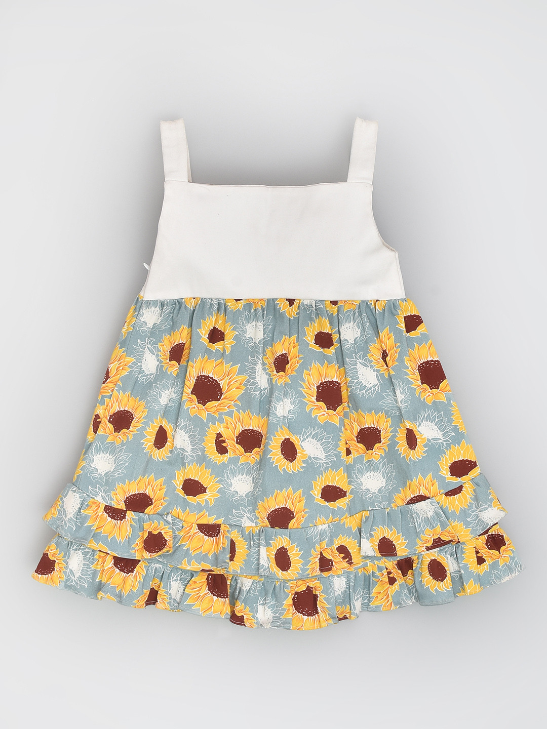 

BAESD Girls Floral Printed Square Neck Empire Dress, White