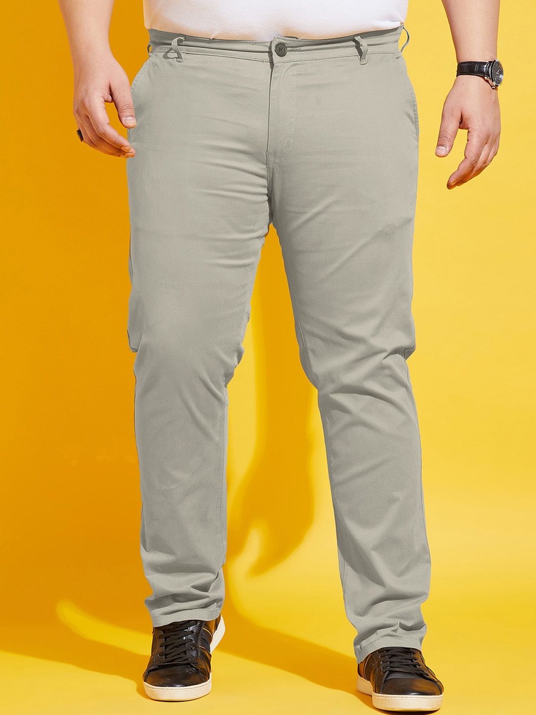 

bigbanana Plus Size Men Pure Cotton Chinos Trouser, Beige