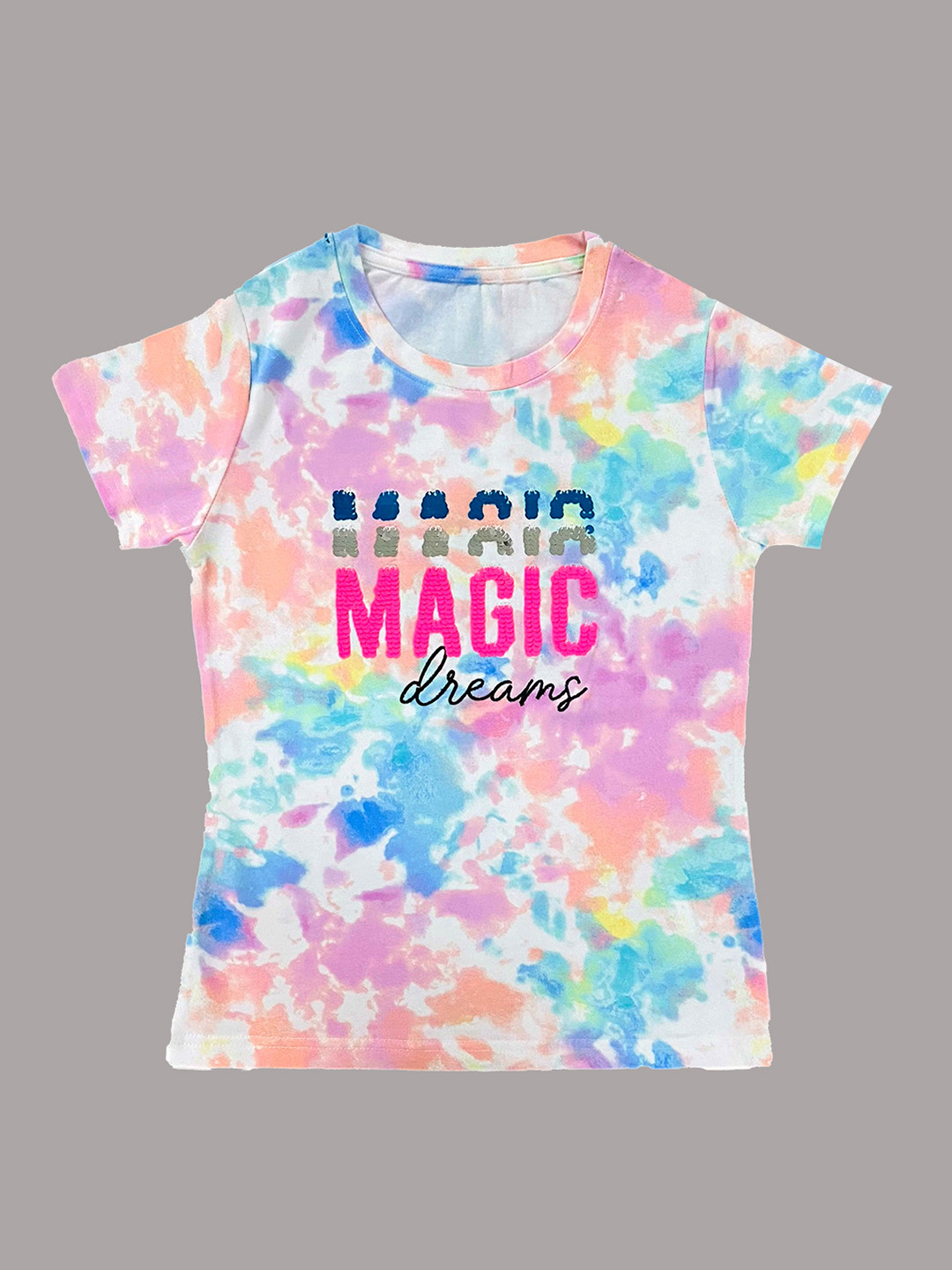 

BAESD Girls Tie and Dye Dry Fit Fleece T-shirt, White