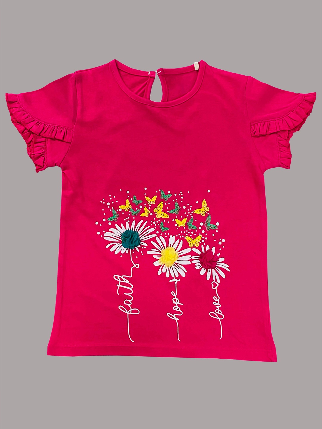

BAESD Girls Floral Printed Dry Fit Fleece T-shirt, Pink