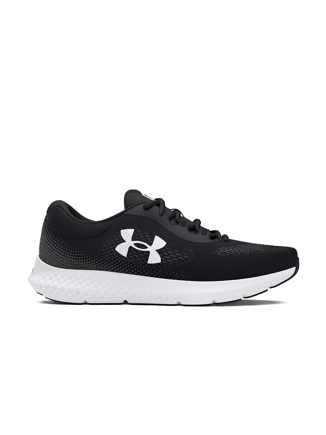 

UNDER ARMOUR Men Woven Design Charged Rogue 4 Running Shoes with Brand Logo Detail, Black