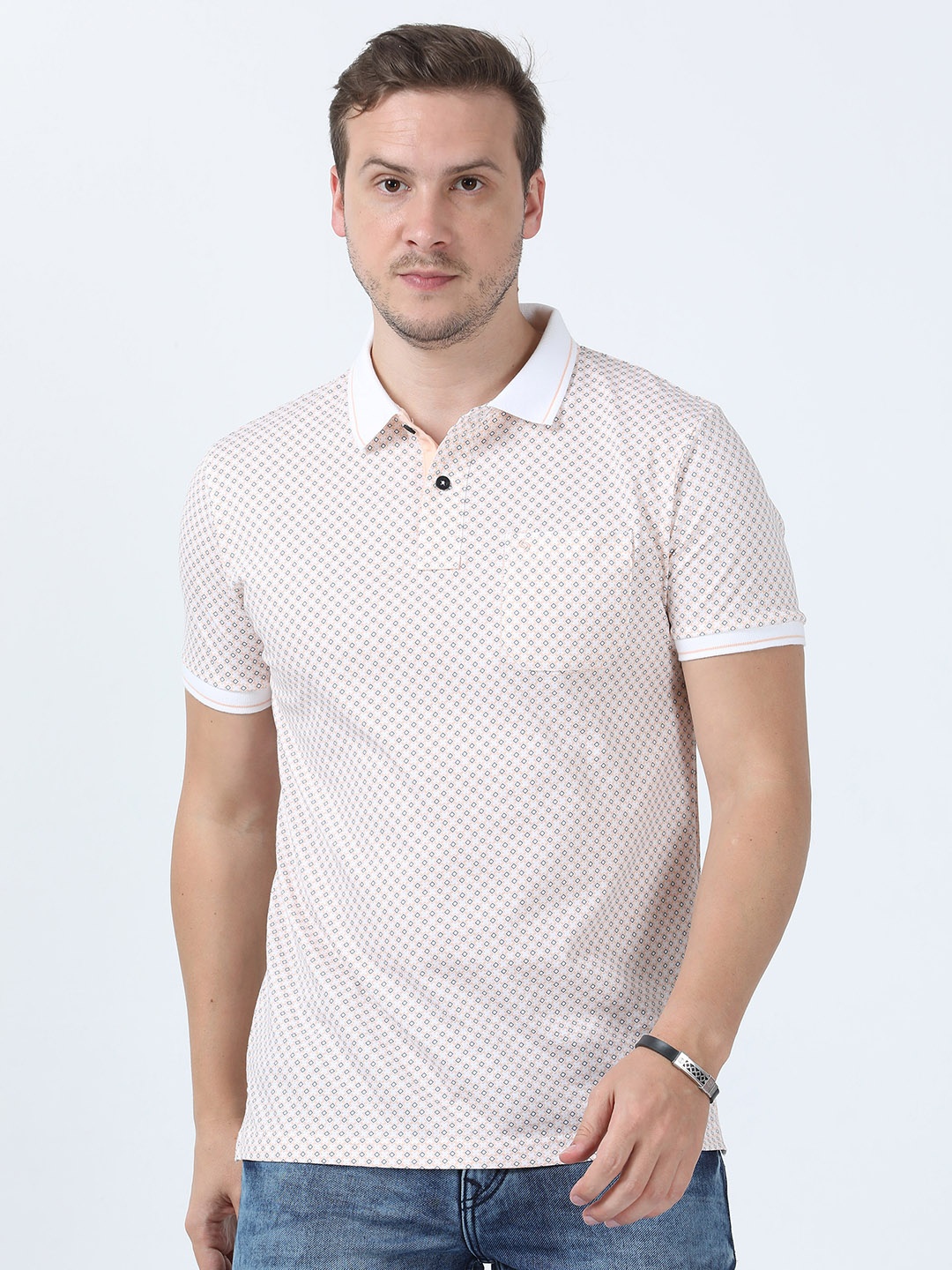 

Classic Polo Printed Pure Cotton Polo Collar Slim Fit T-shirt, White