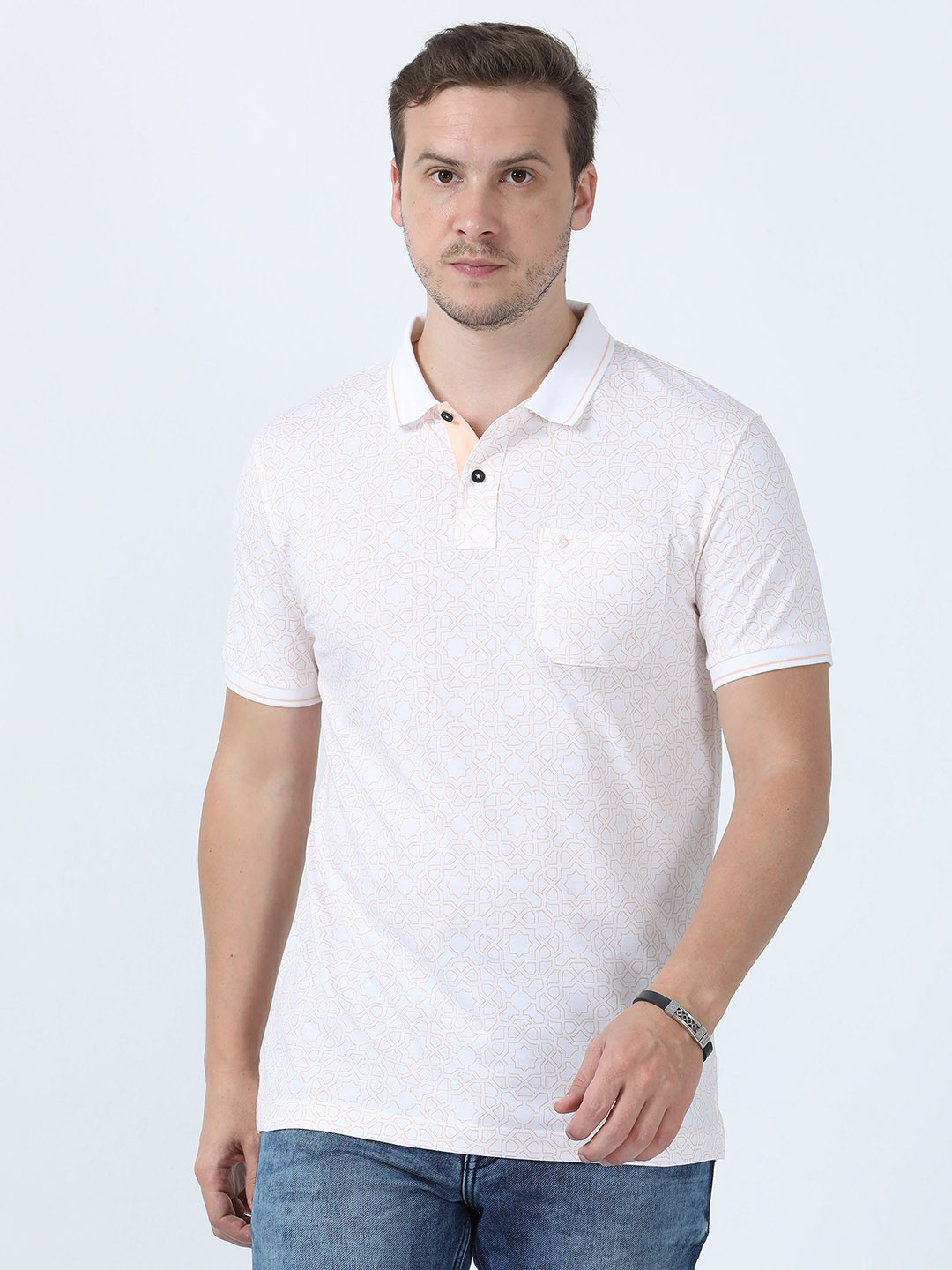 

Classic Polo Short Sleeves Polo Collar Slim Fit Pure Cotton T-shirt, White